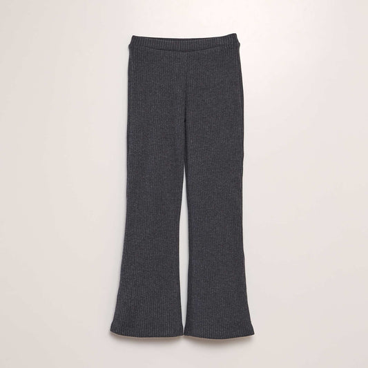 Ribbed flared/bootcut trousers GREY