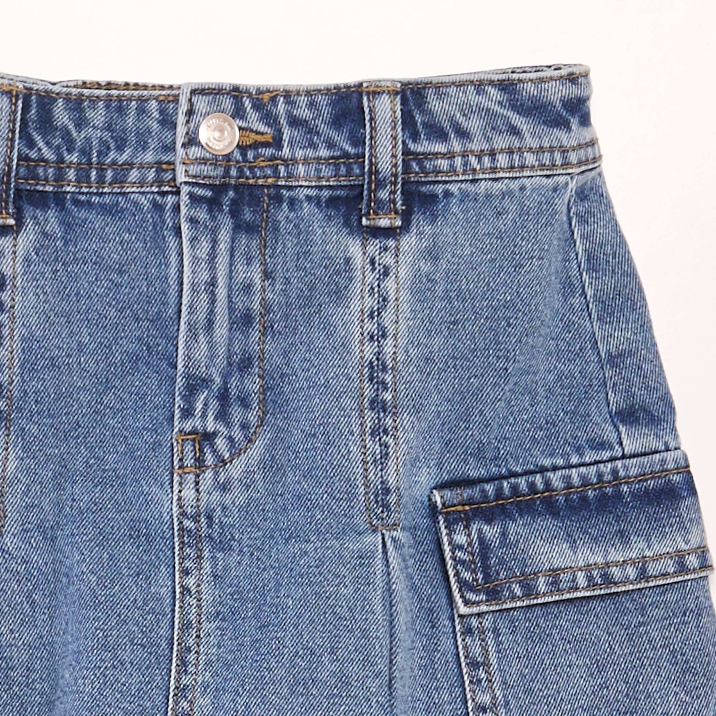 Pleated denim skirt BLUE