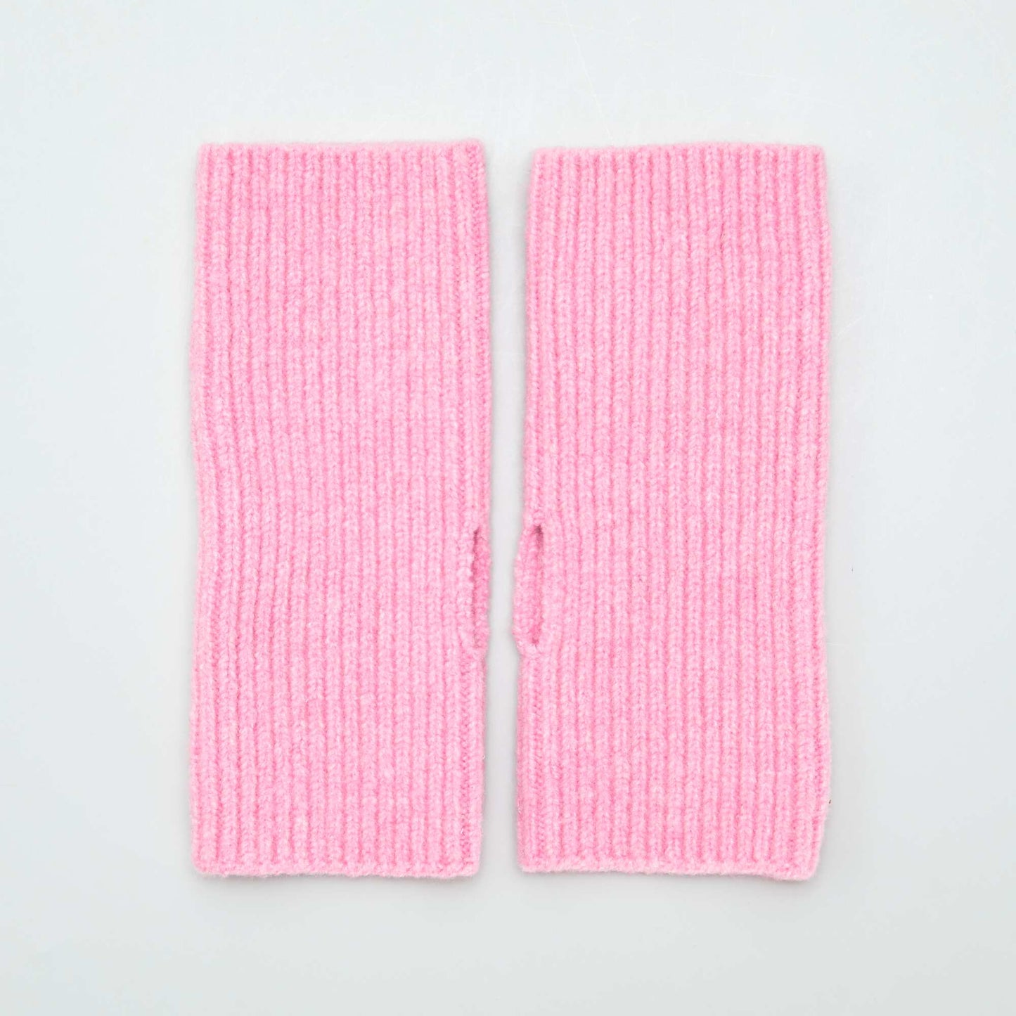 Long cuff-style knitted fingerless gloves PINK