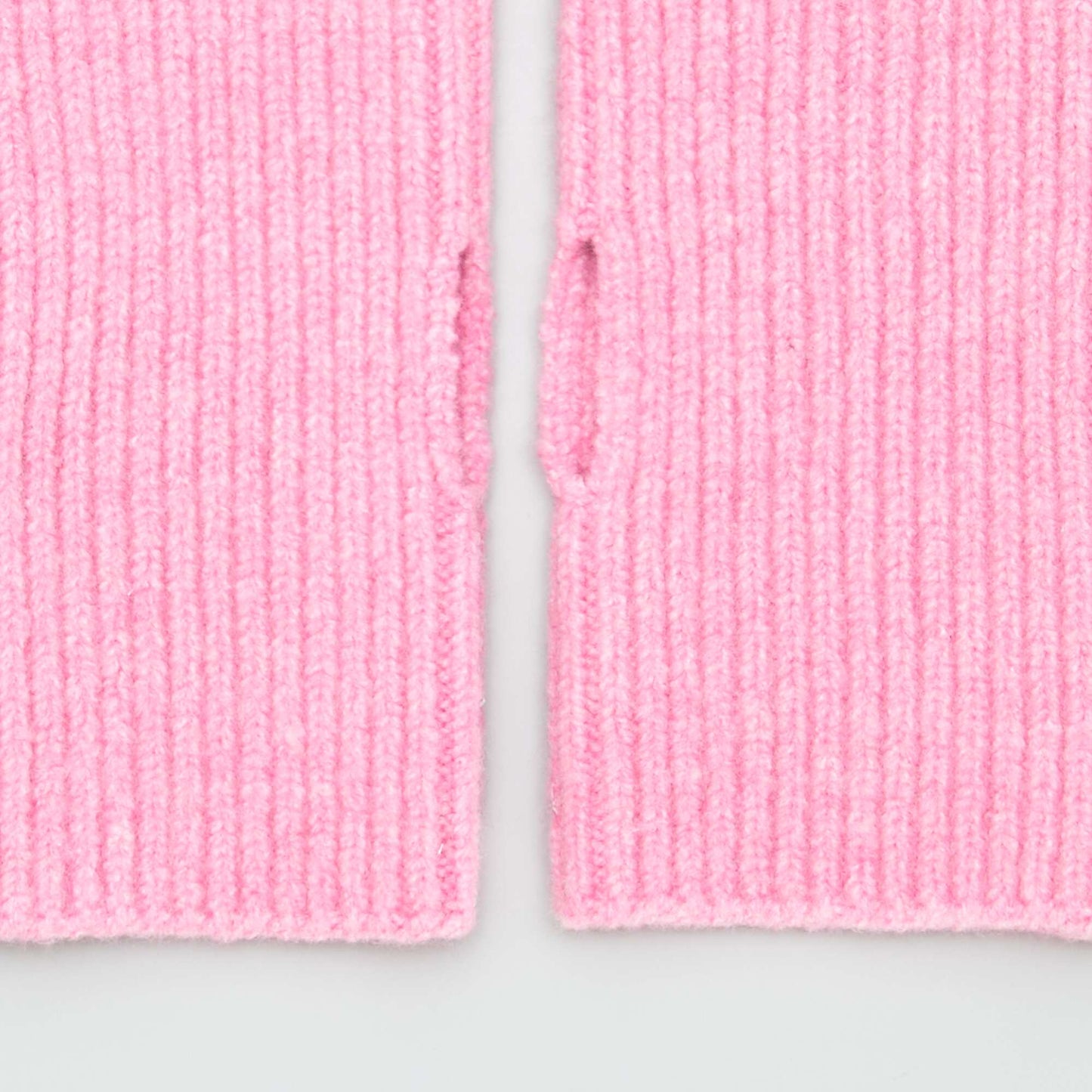 Long cuff-style knitted fingerless gloves PINK