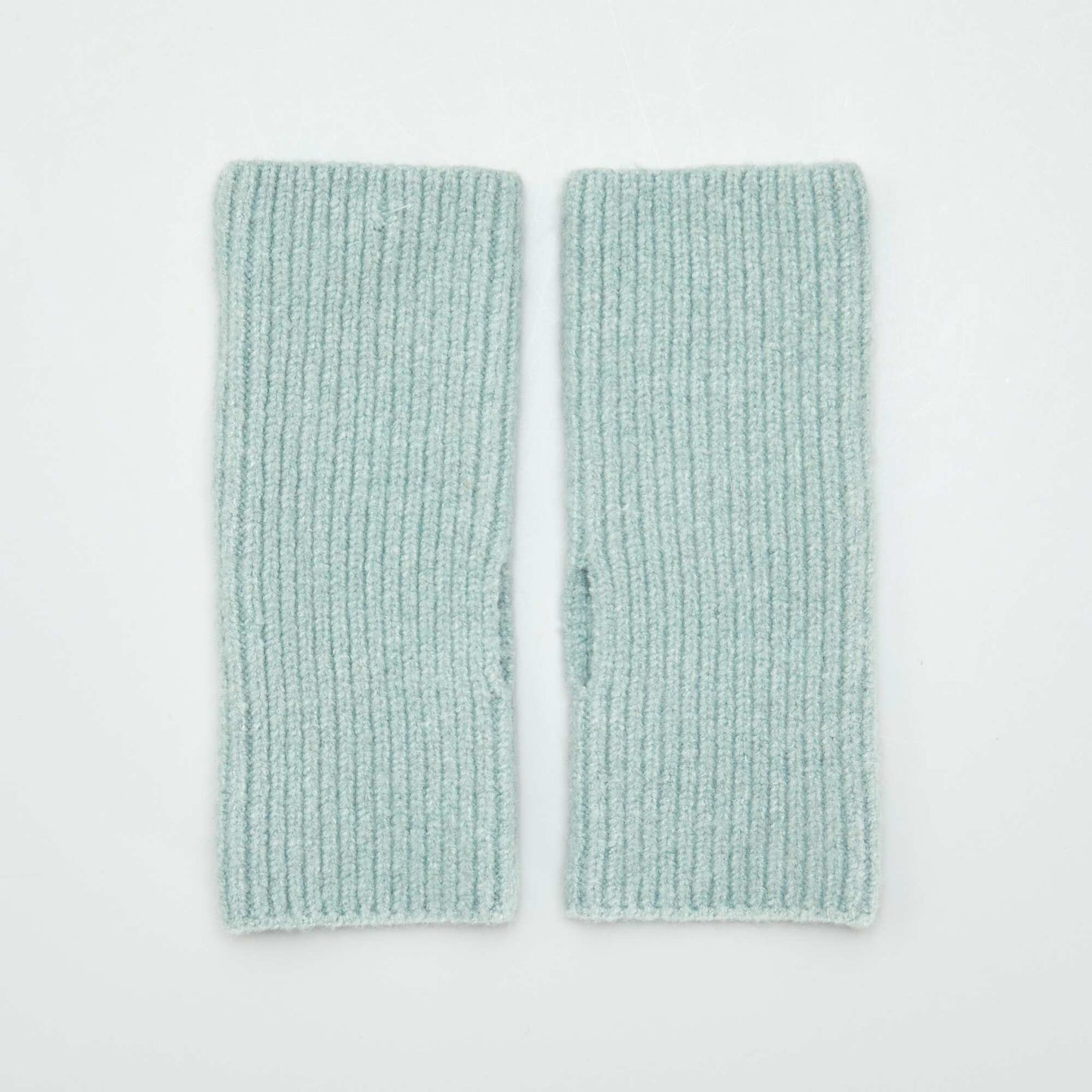 Long cuff-style knitted fingerless gloves GREEN