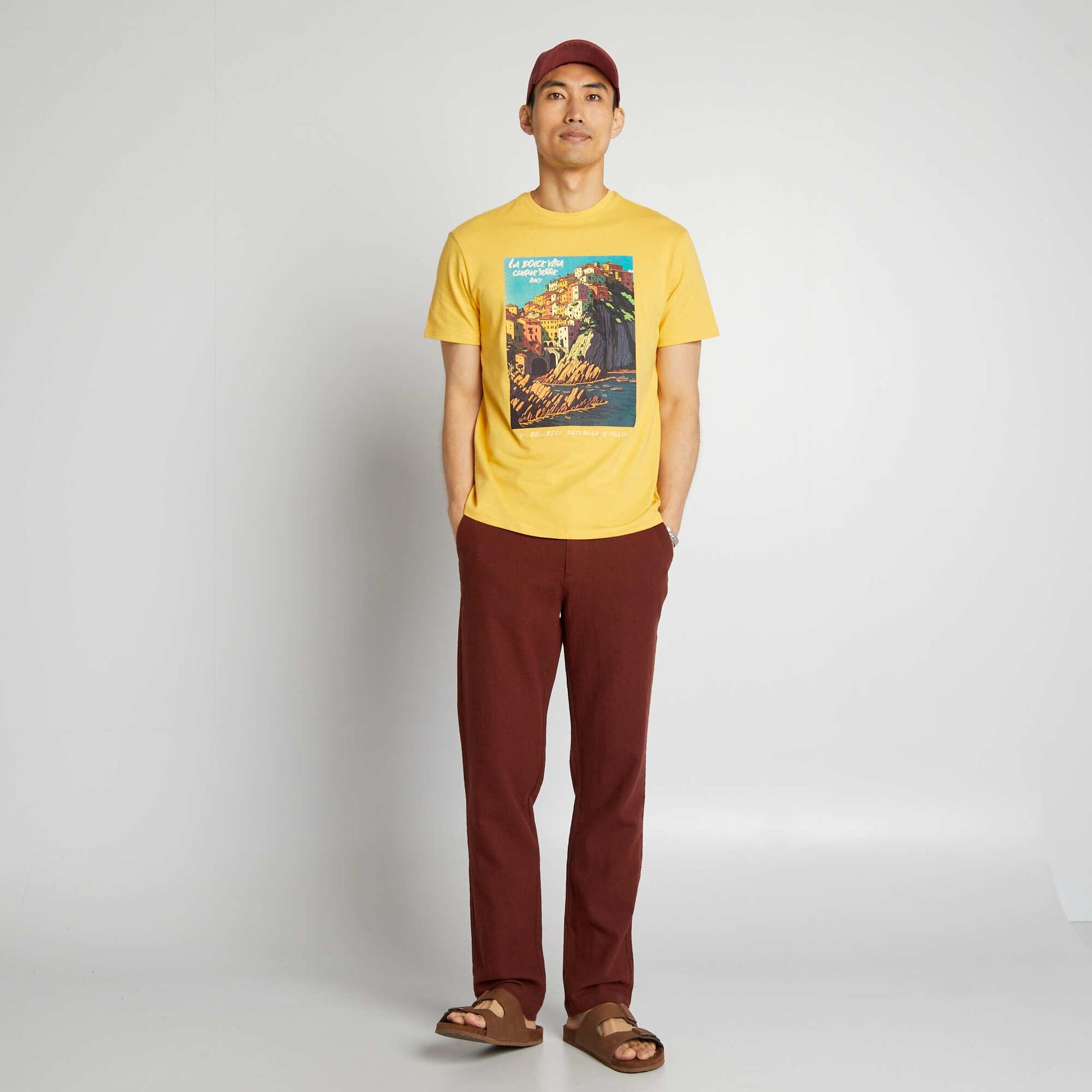 Printed cotton T-shirt YELLOW