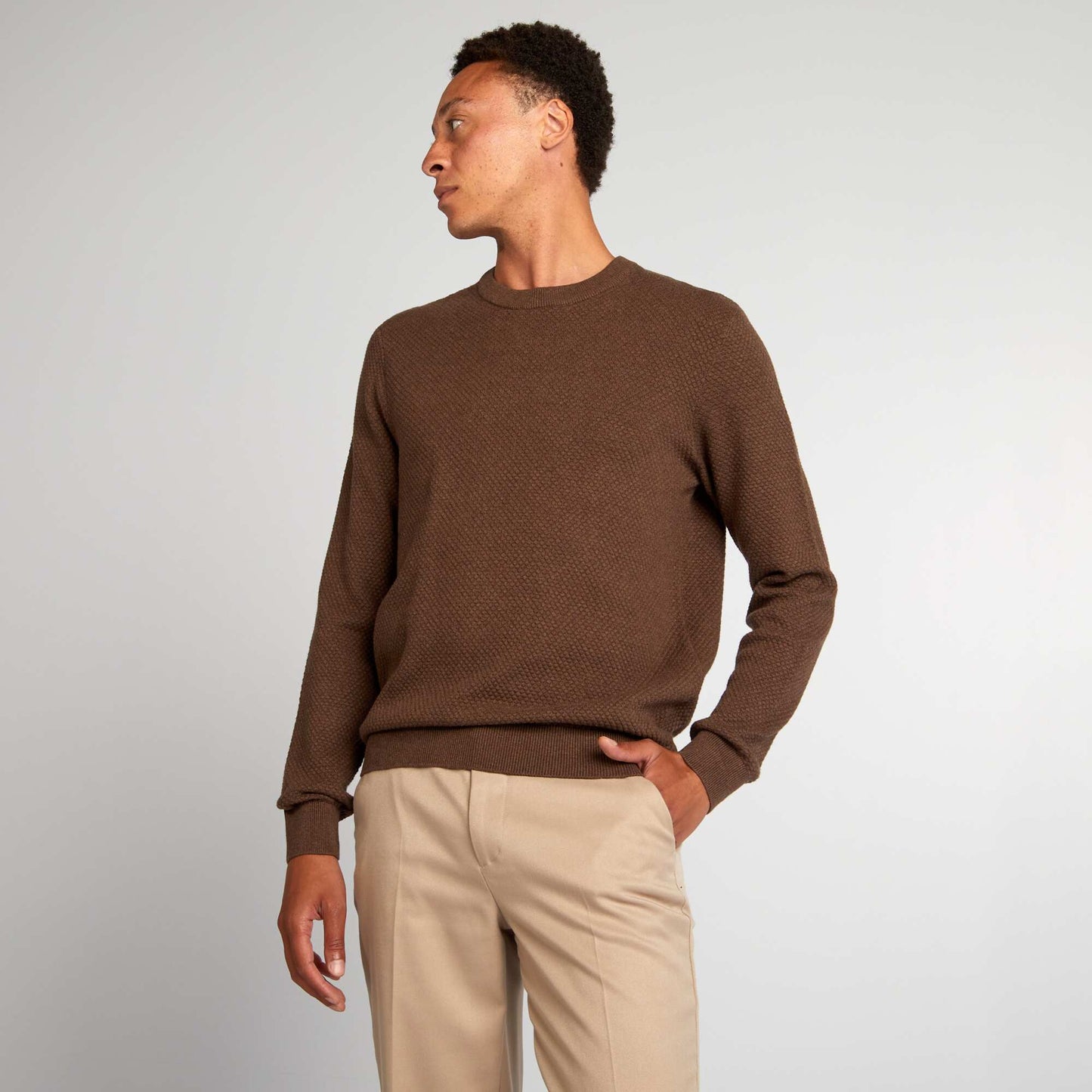 Fancy knit sweater BROWN