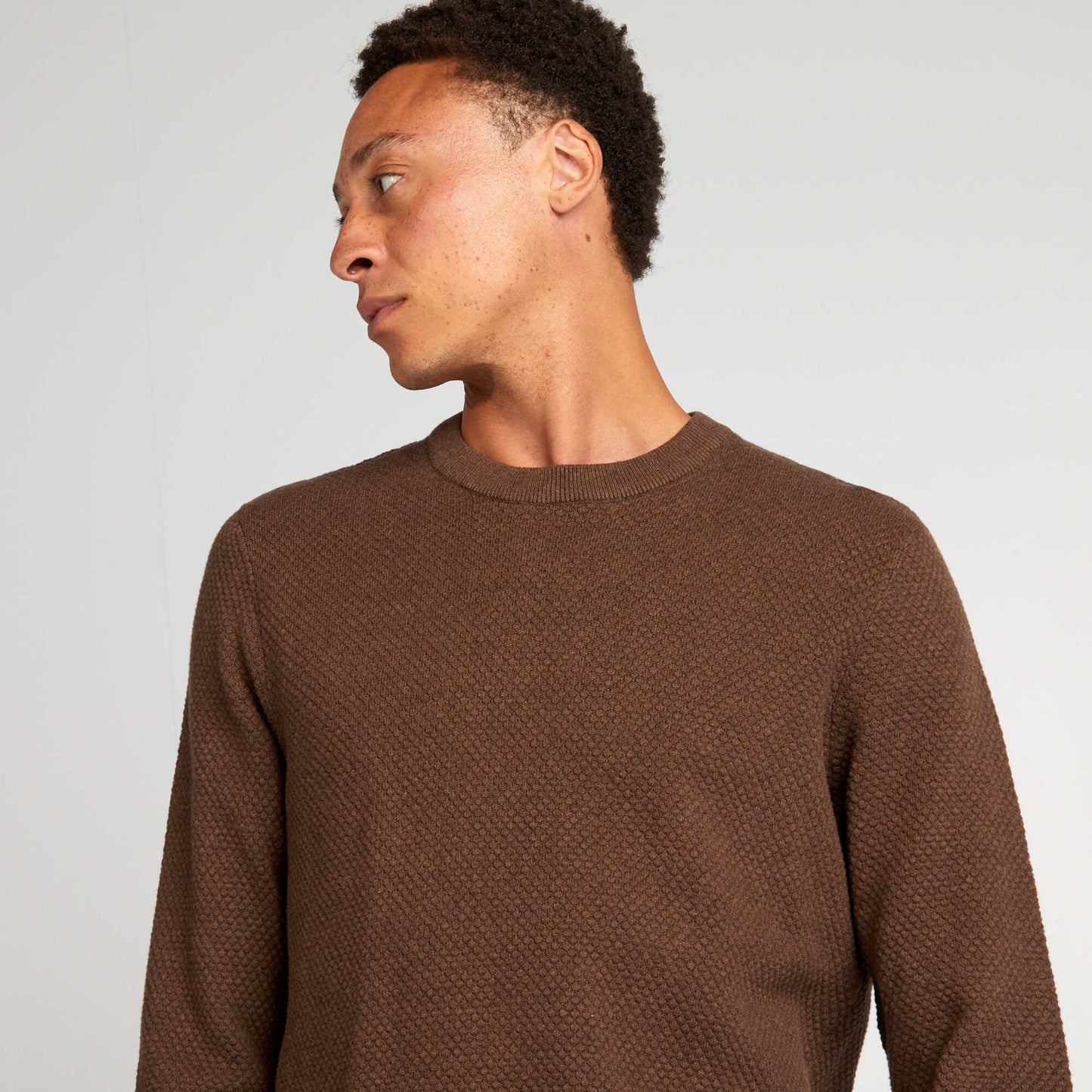 Fancy knit sweater BROWN