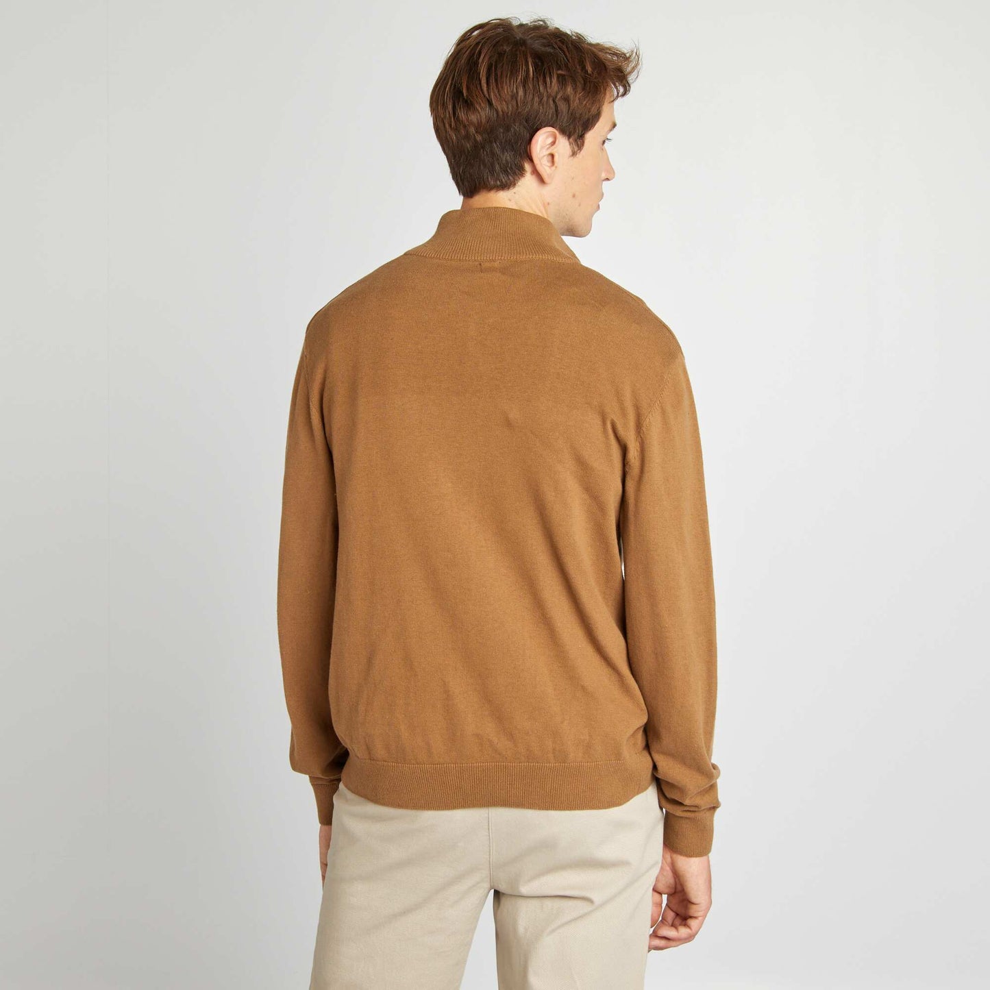 Jumper with high zip-up neckline BROWN