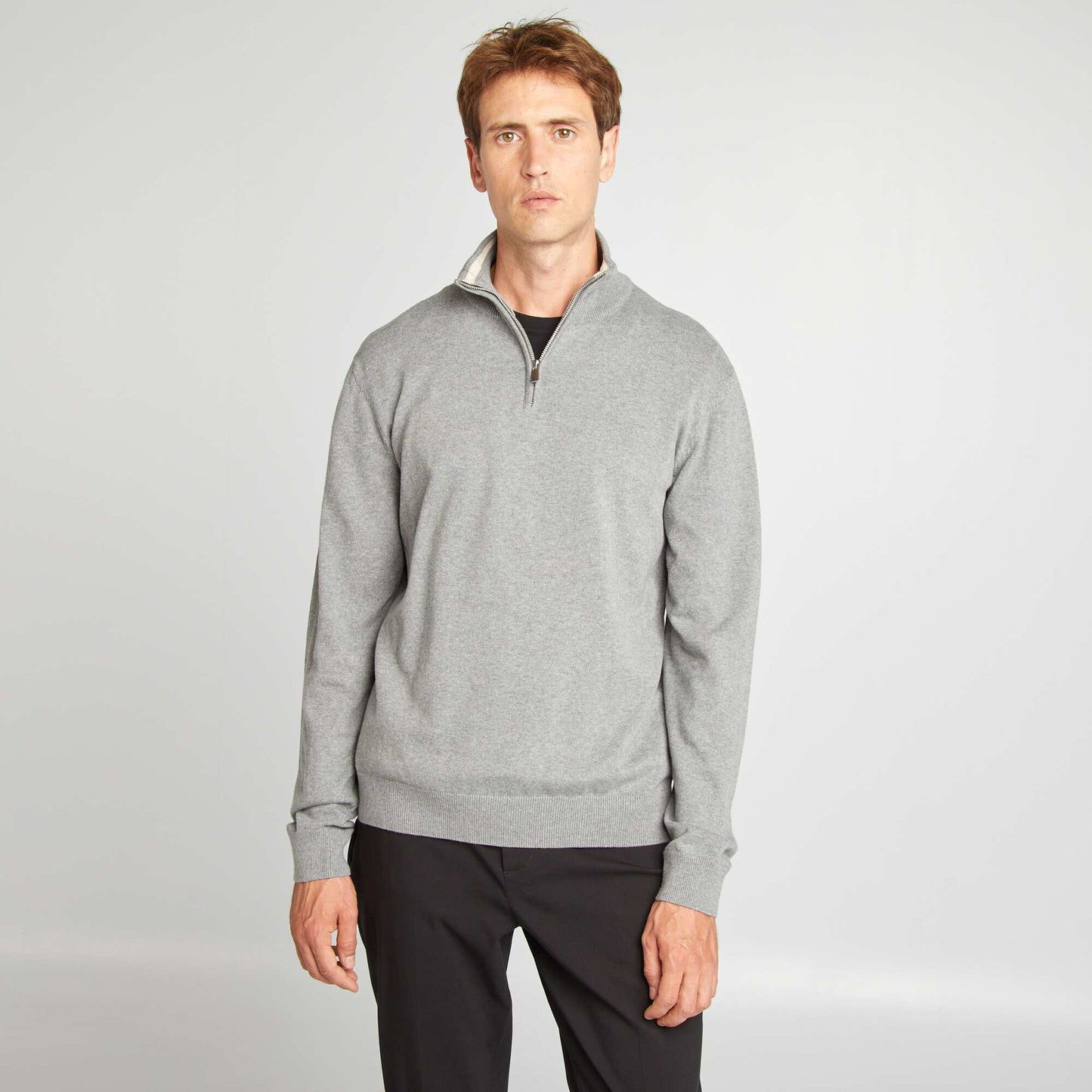 Jumper with high zip-up neckline GREY