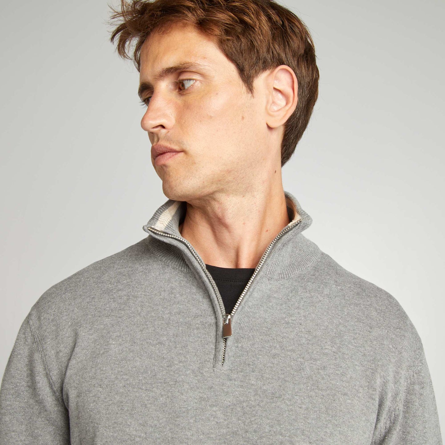 Jumper with high zip-up neckline GREY