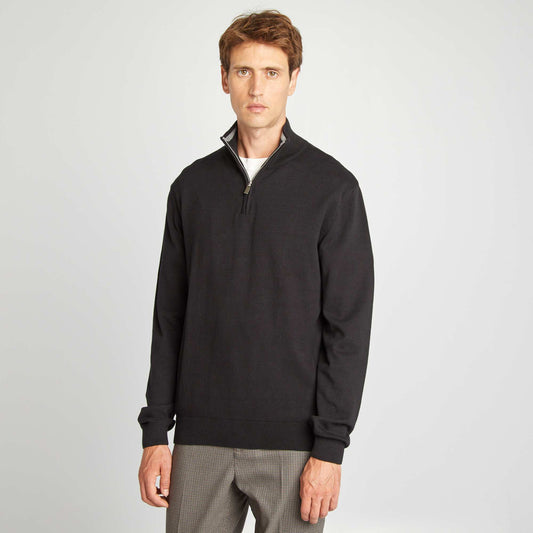 Jumper with high zip-up neckline black