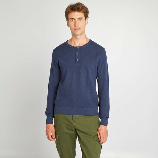 Piqué knit sweater BLUE