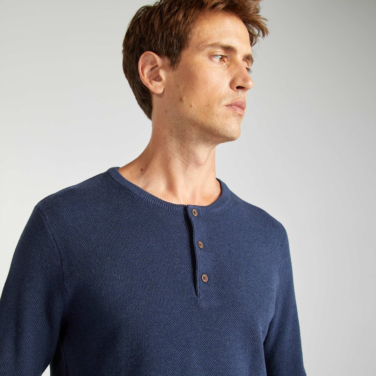 Piqué knit sweater BLUE