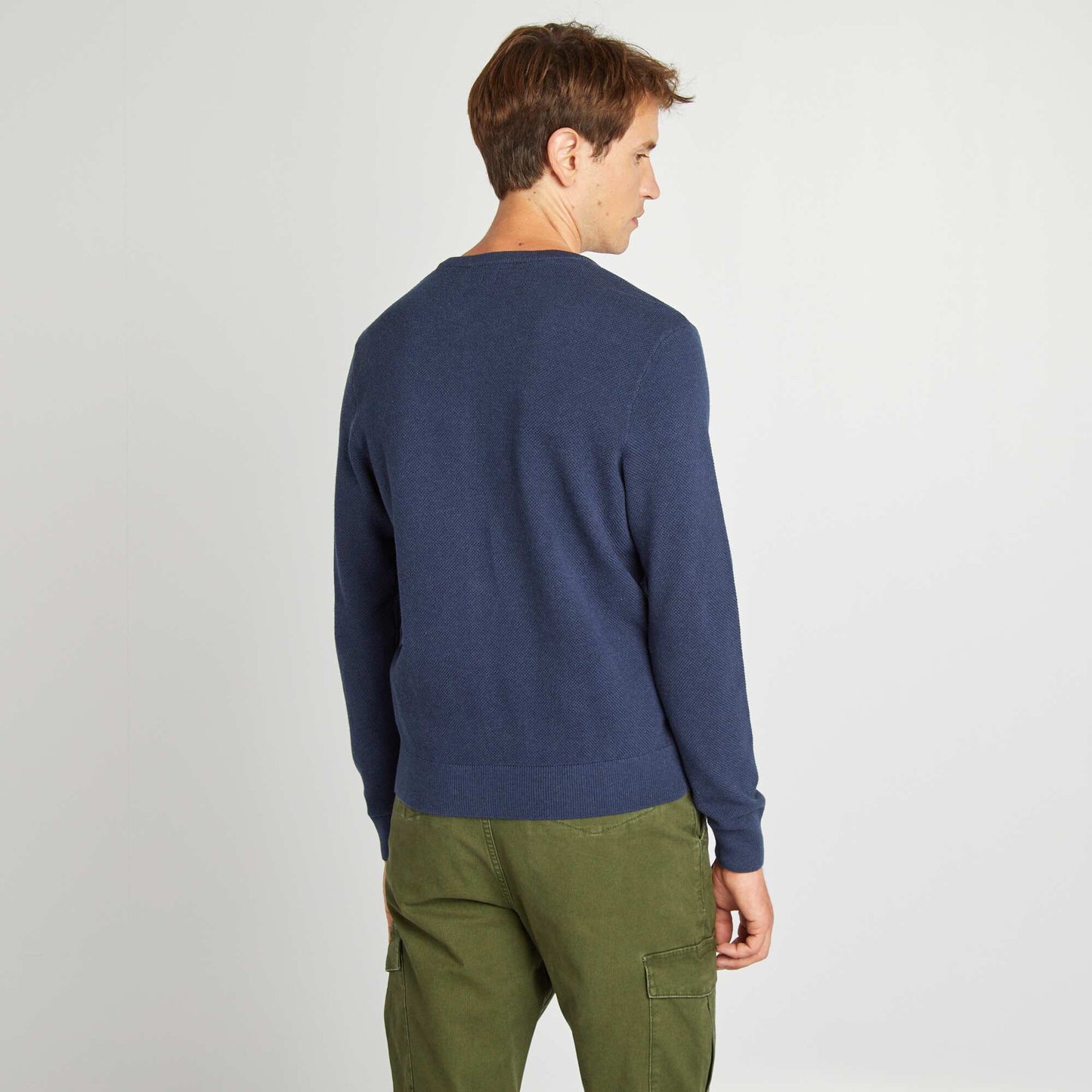 Piqué knit sweater BLUE