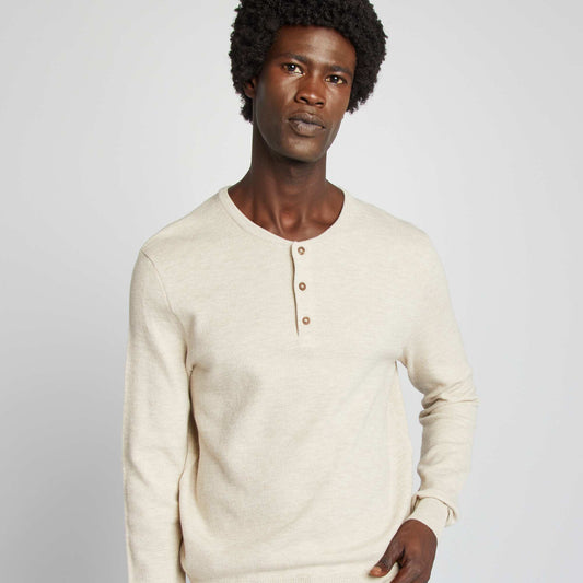 Piqué knit sweater BEIGE