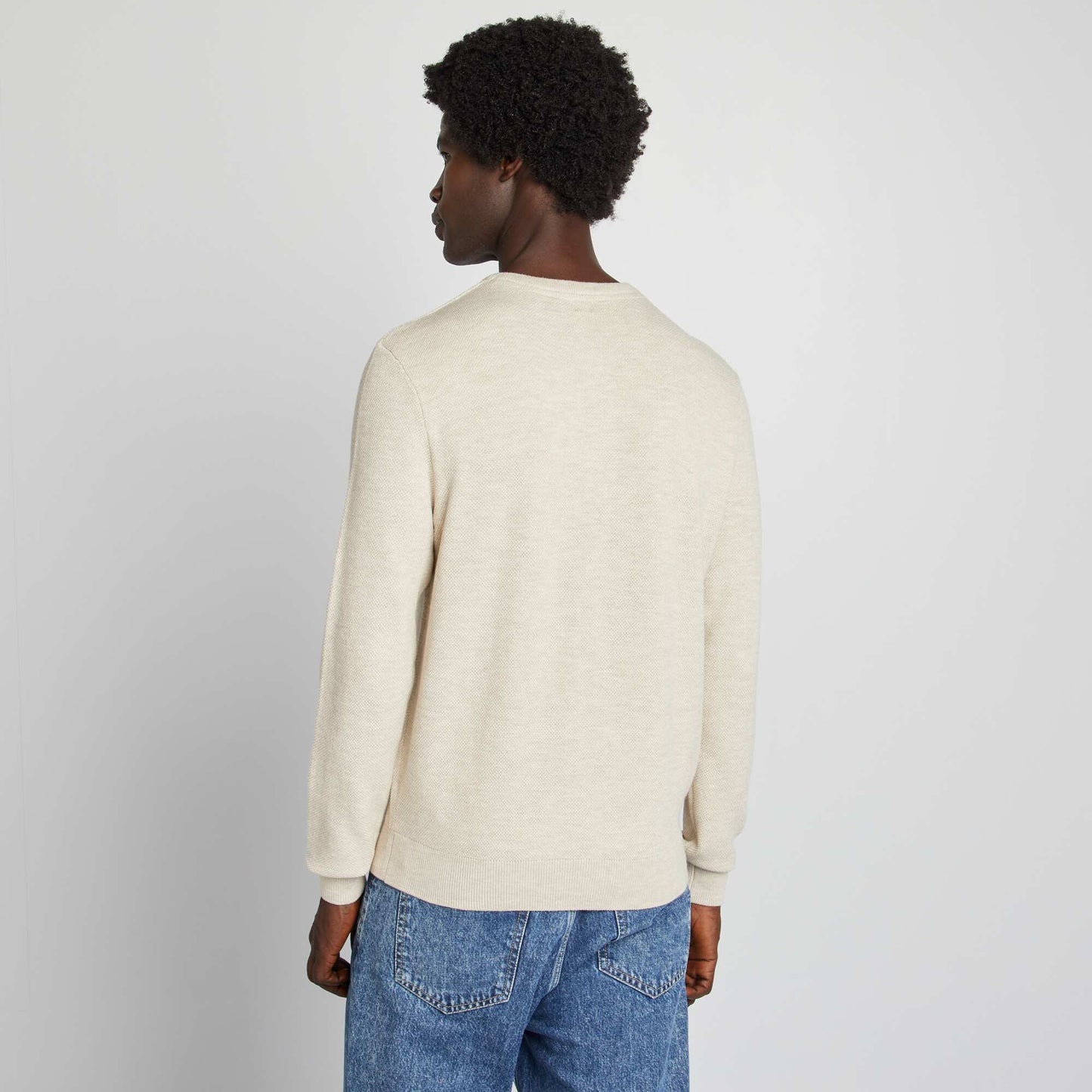 Piqué knit sweater BEIGE