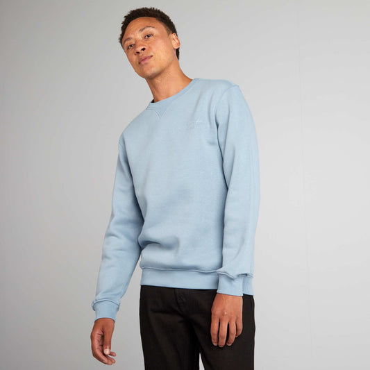 Plain sweatshirt with embroidered lettering BLUE