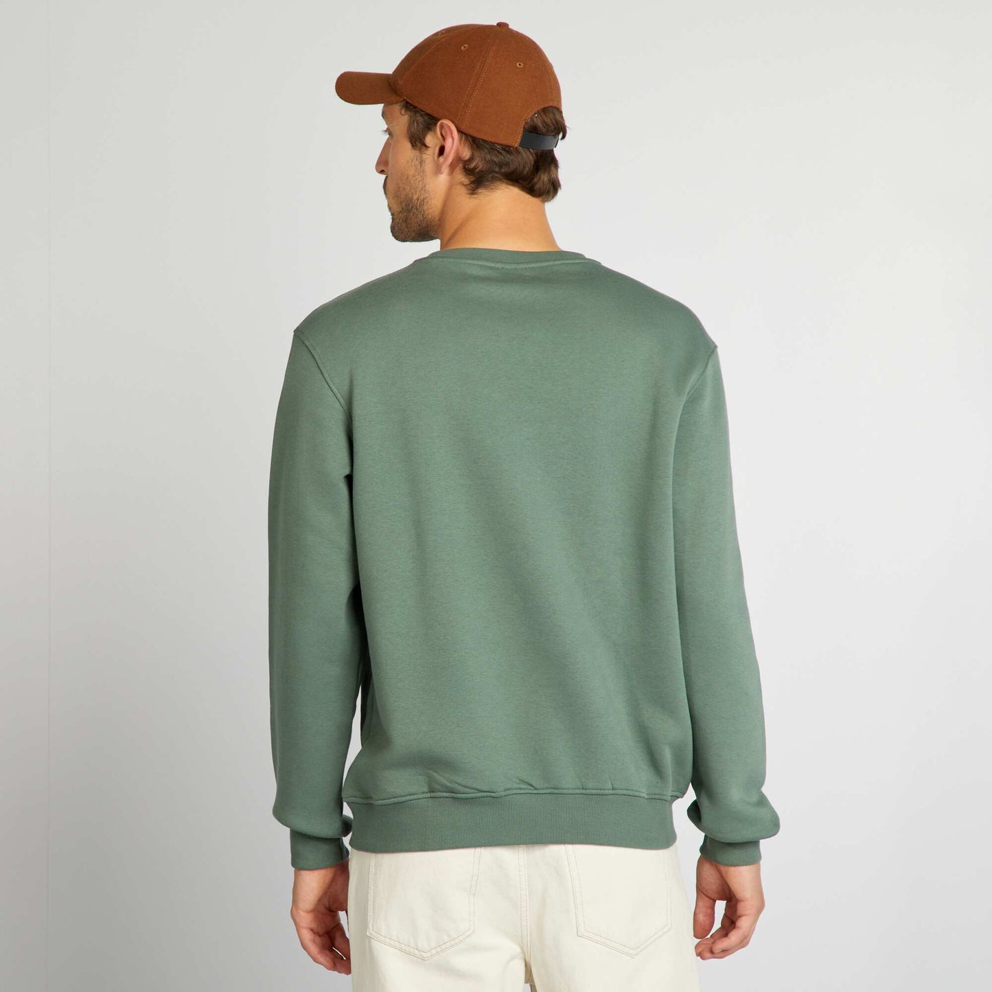 Plain sweatshirt with embroidered lettering GREEN