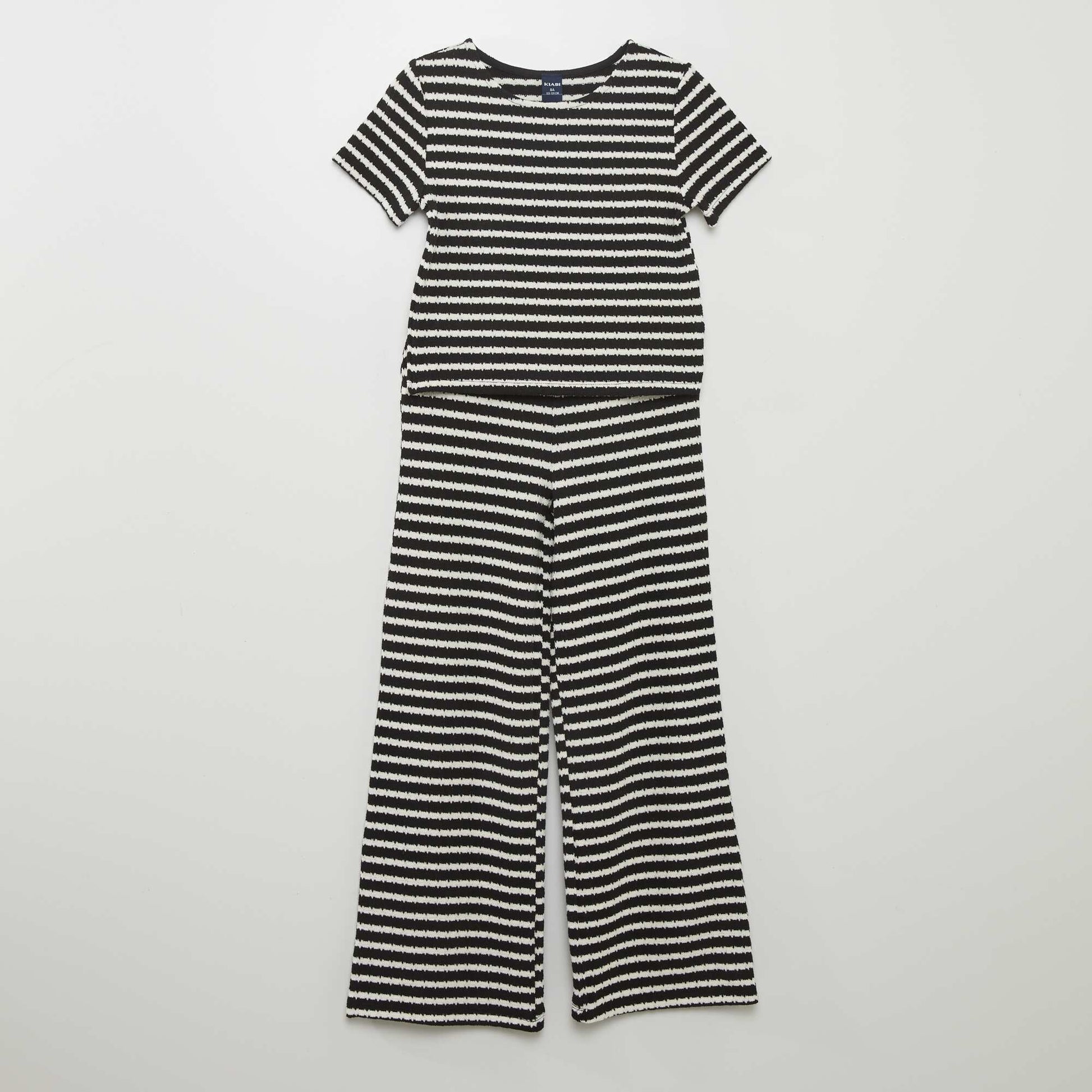 Striped T-shirt and trousers set - 2-piece set BLACK