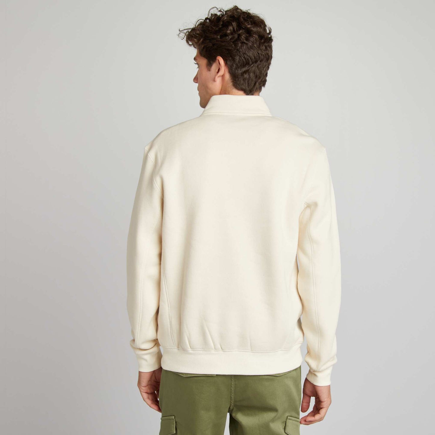 Zip-up high-neck sweatshirt WHITE