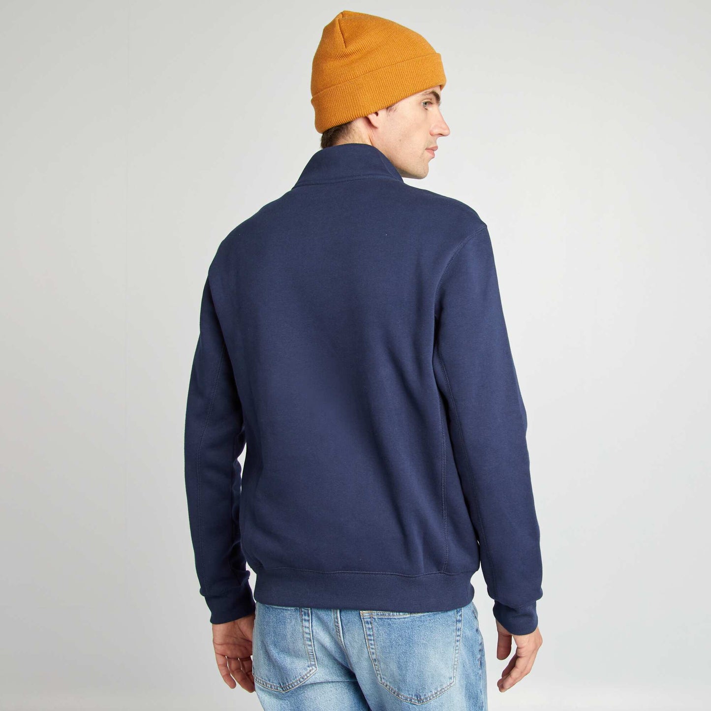 Zip-up high-neck sweatshirt blue