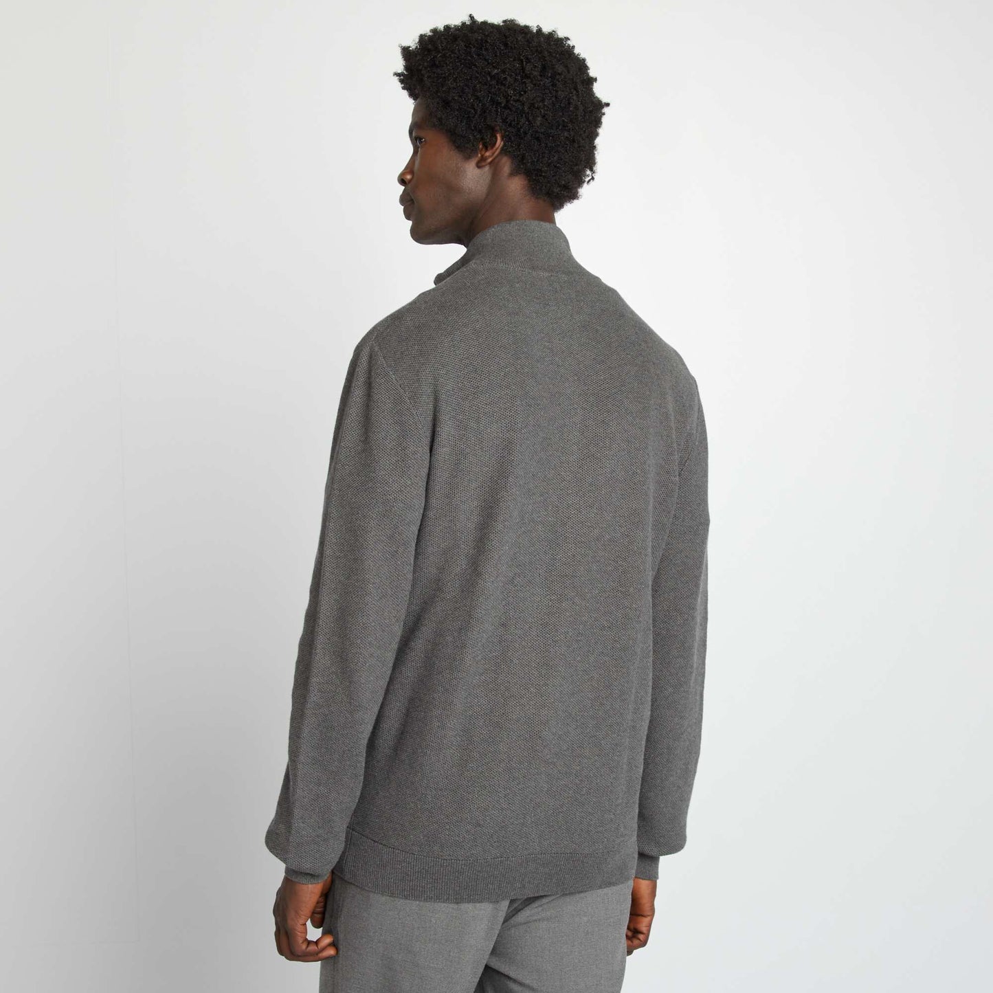 High neck zip-up cardigan GREY