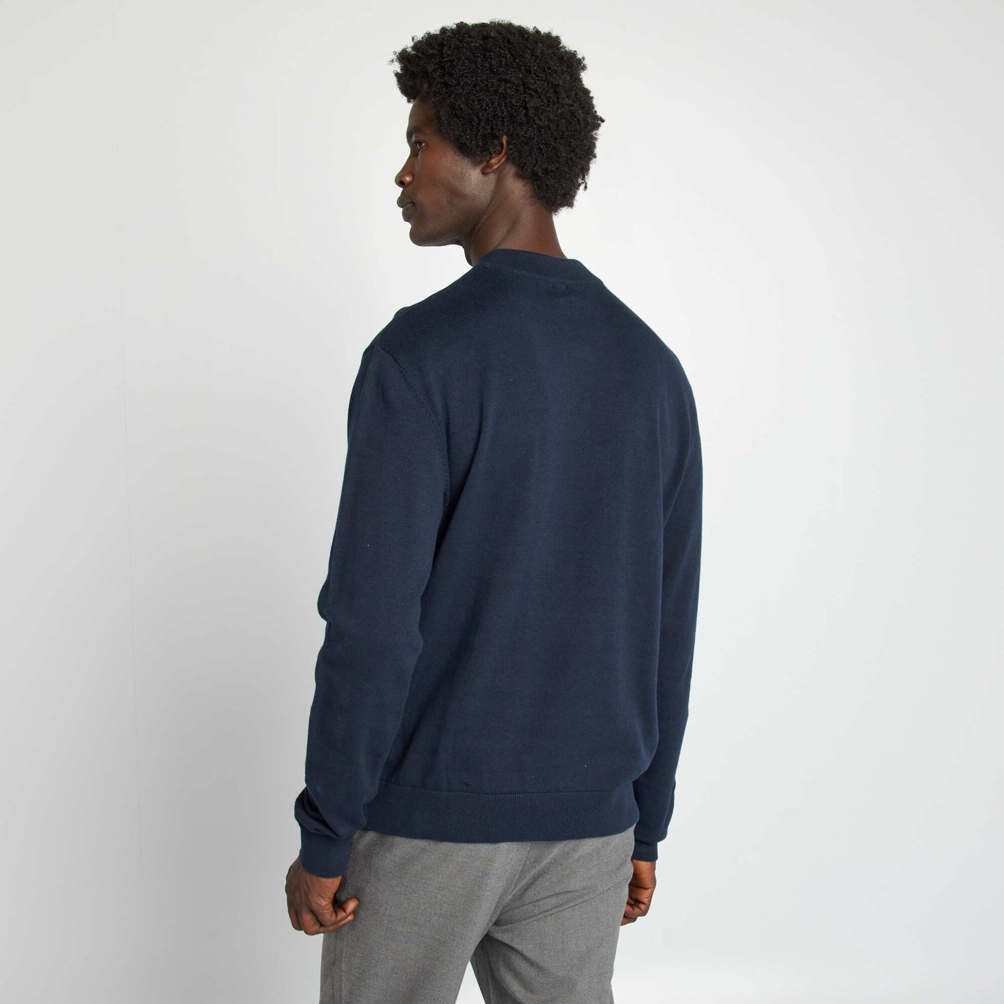 Plain sweater with high neck BLUE