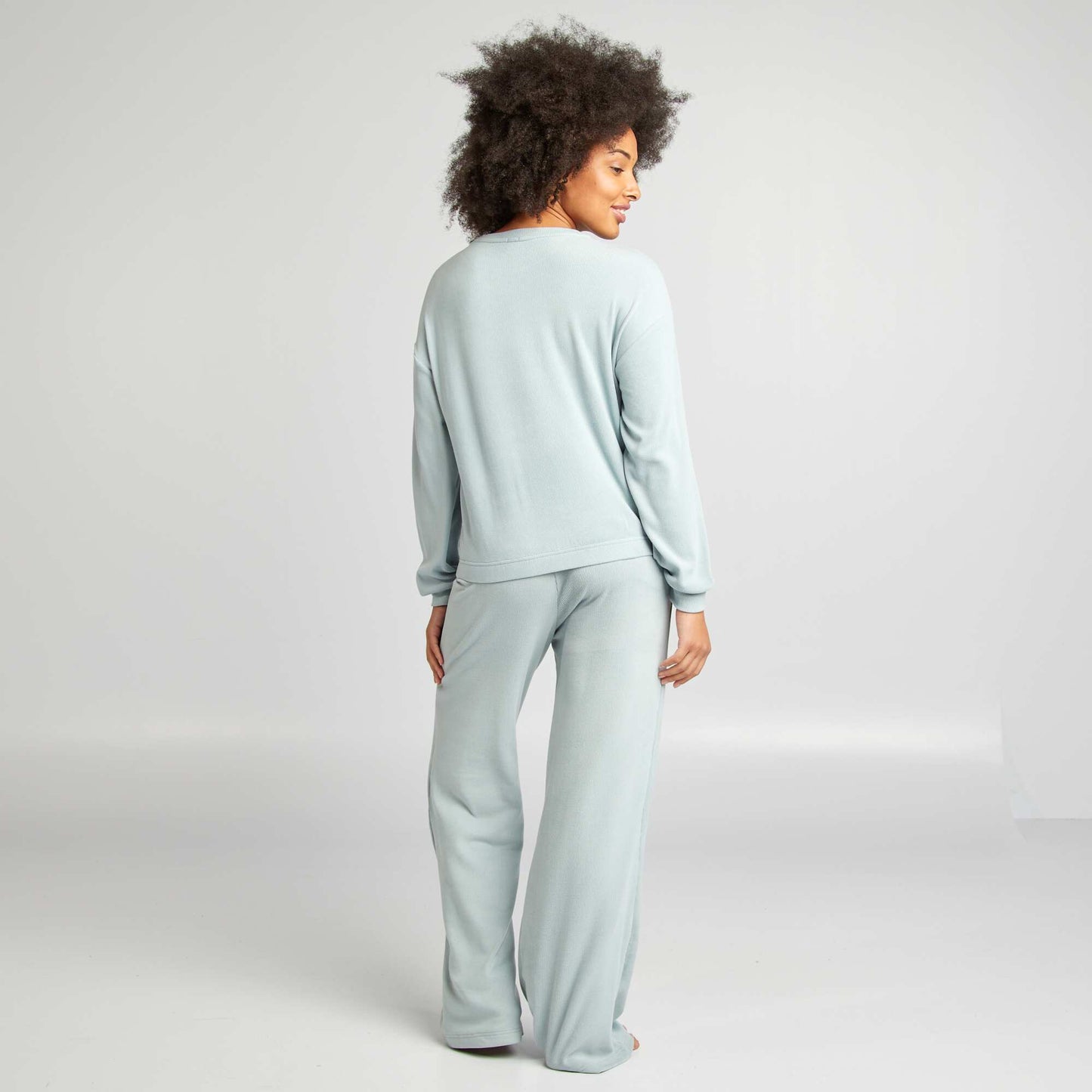 Soft knit sweater + trousers set BLUE