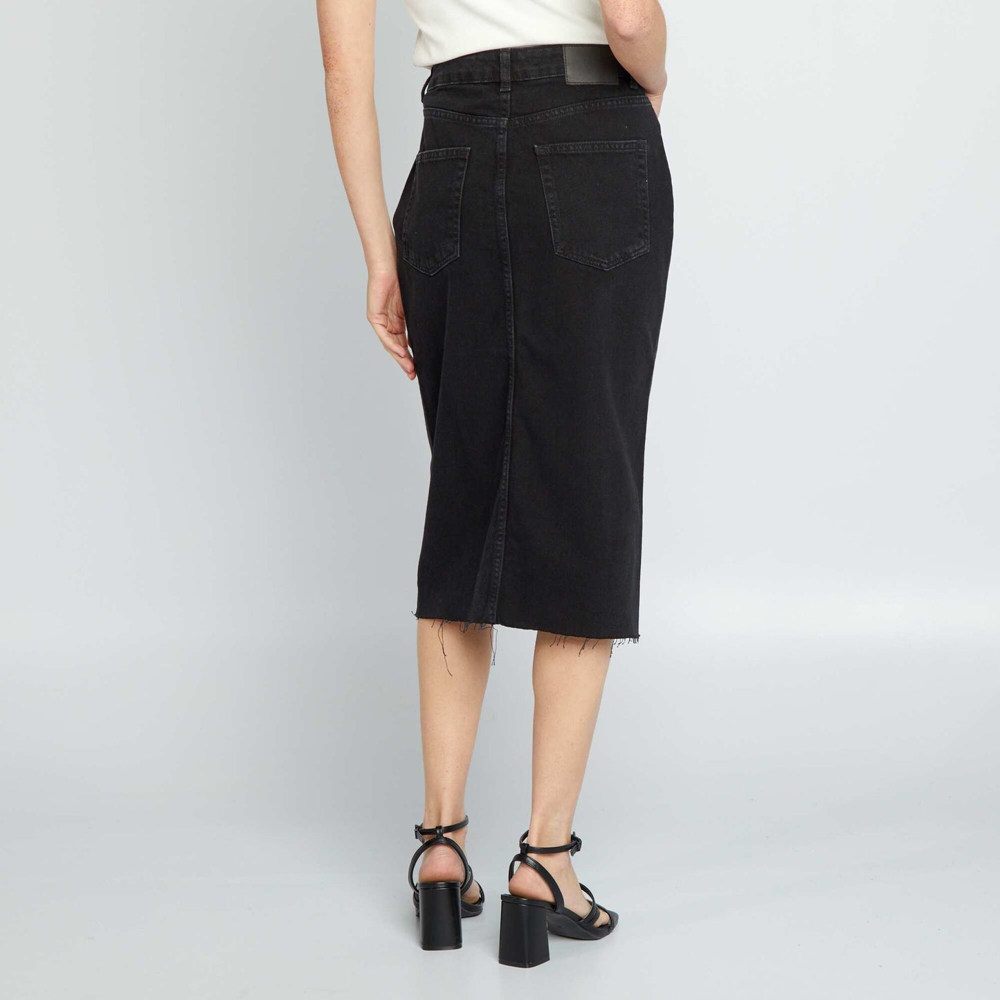 Long denim skirt BLACK