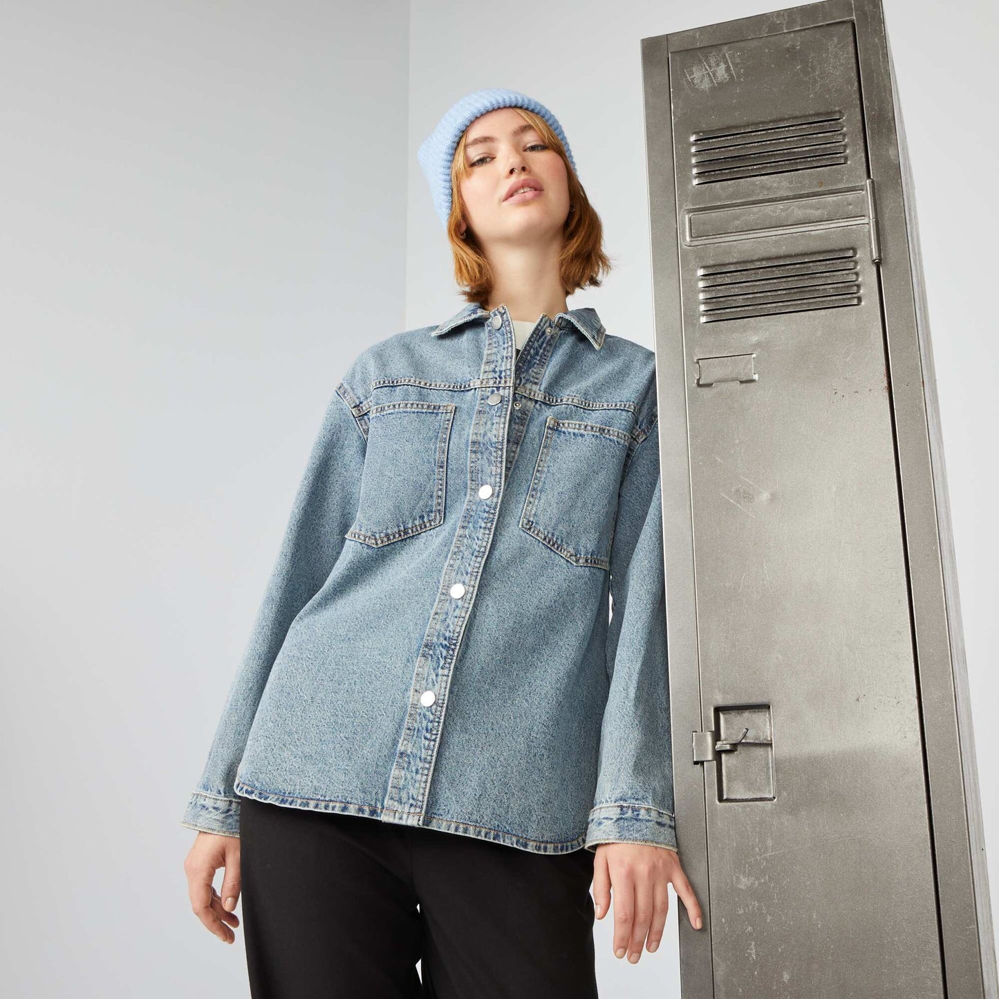 Oversized denim overshirt BLUE