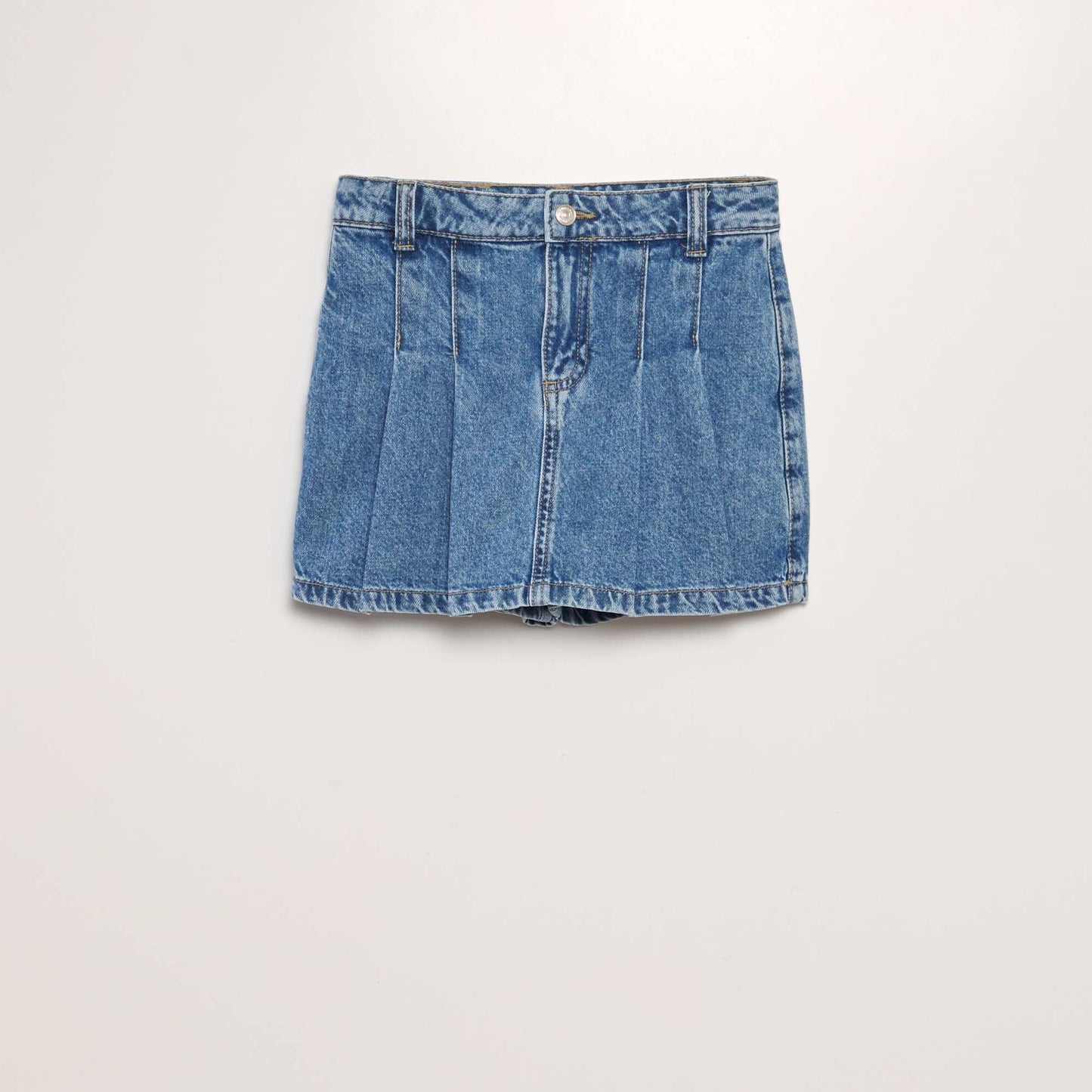 Pleated denim mini skort BLUE