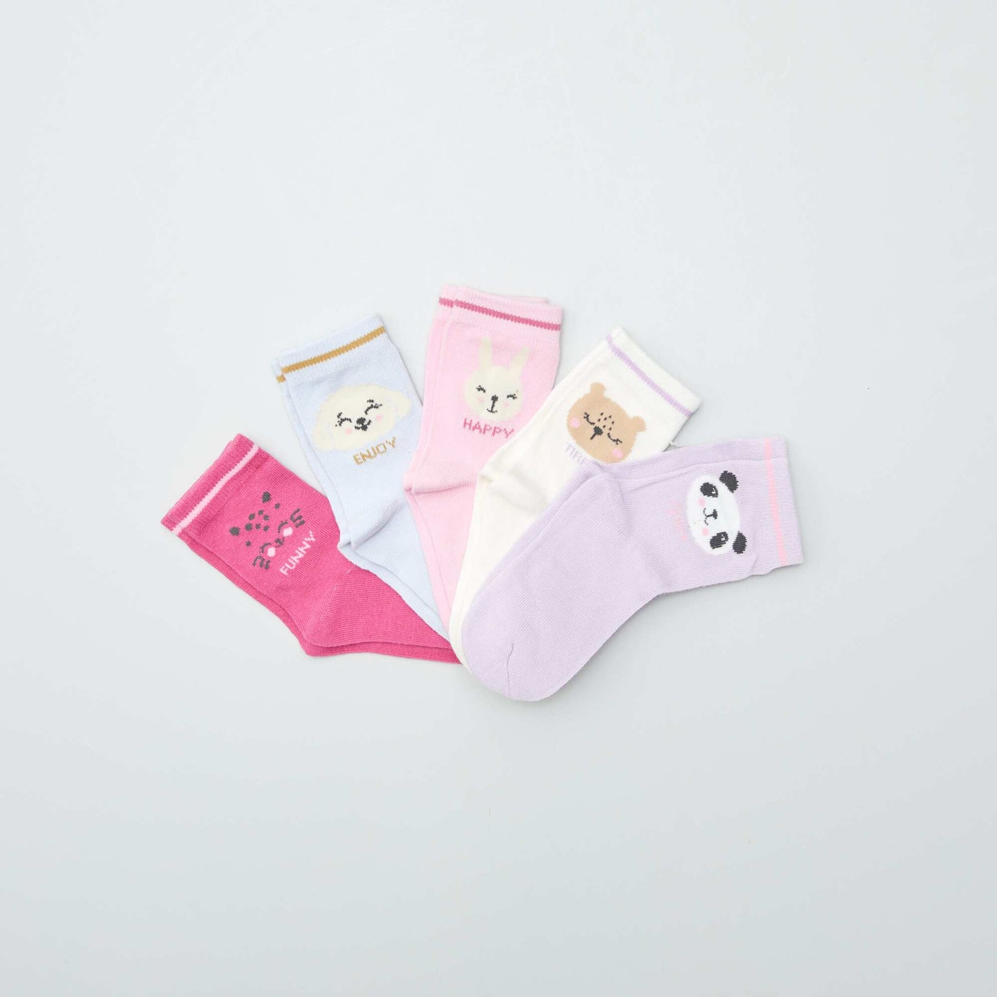 Pack of 5 pairs of coloured socks PINK