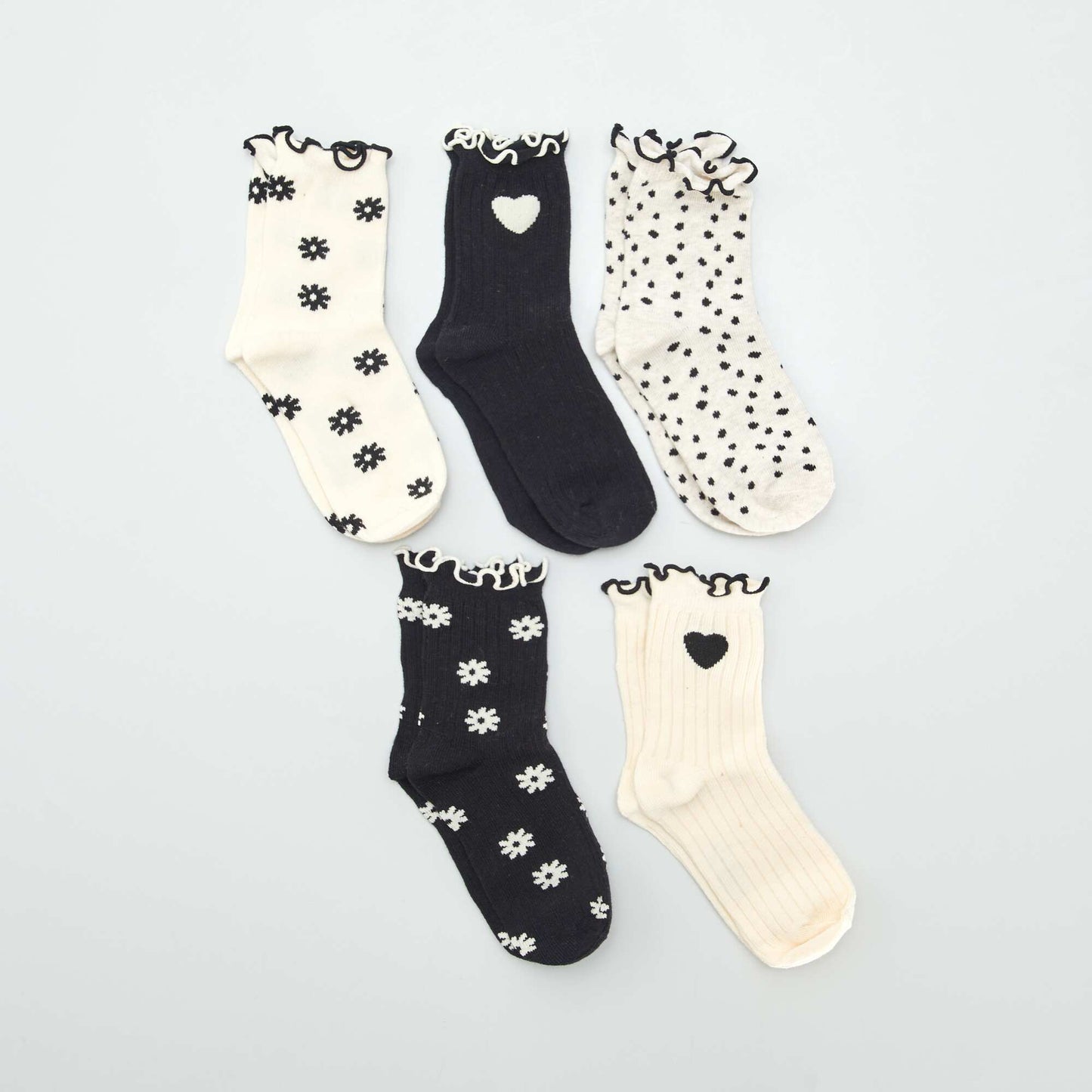 Pack of 5 pairs of coloured socks BLACK