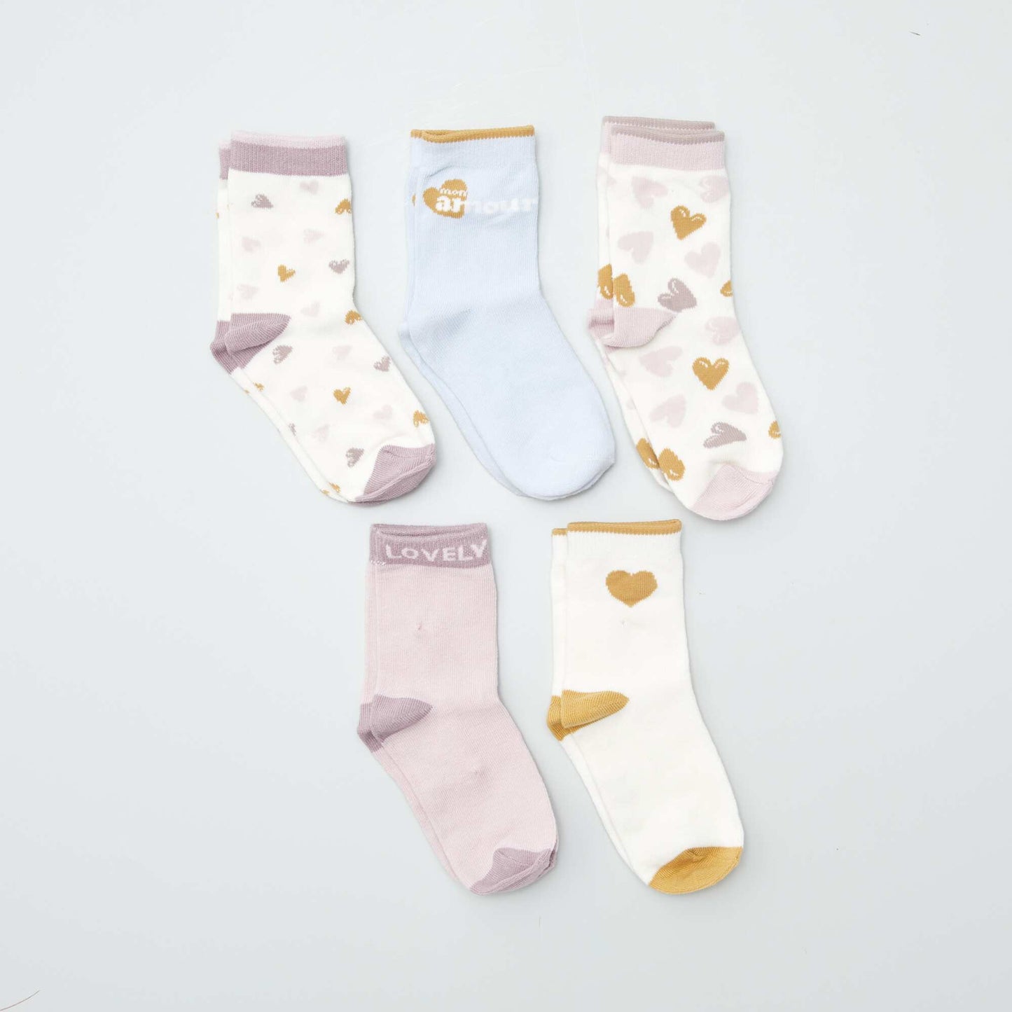 Pack of 5 pairs of coloured socks WHITE