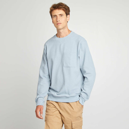 Straight-cut honeycomb knit jumper BLUE