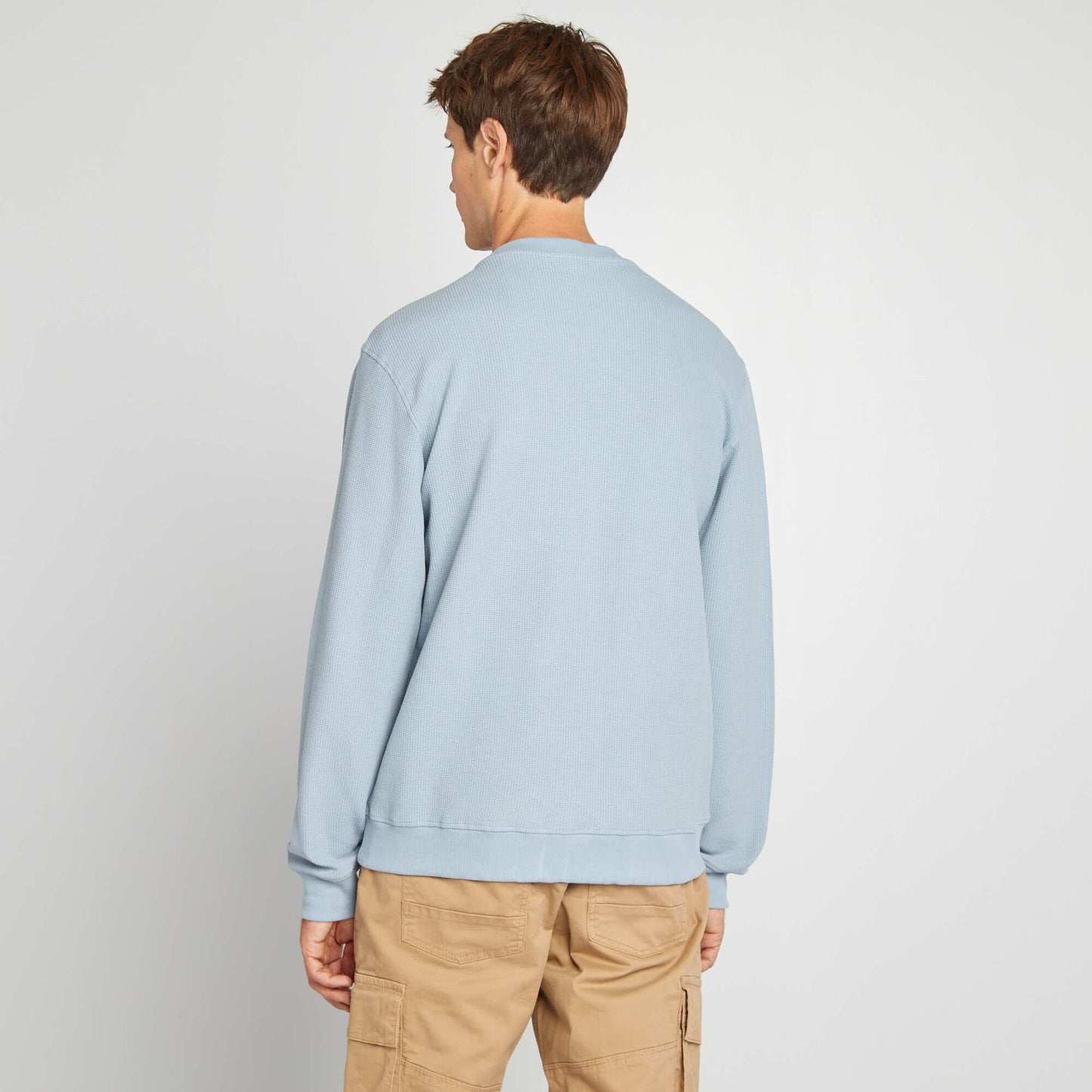 Straight-cut honeycomb knit jumper BLUE