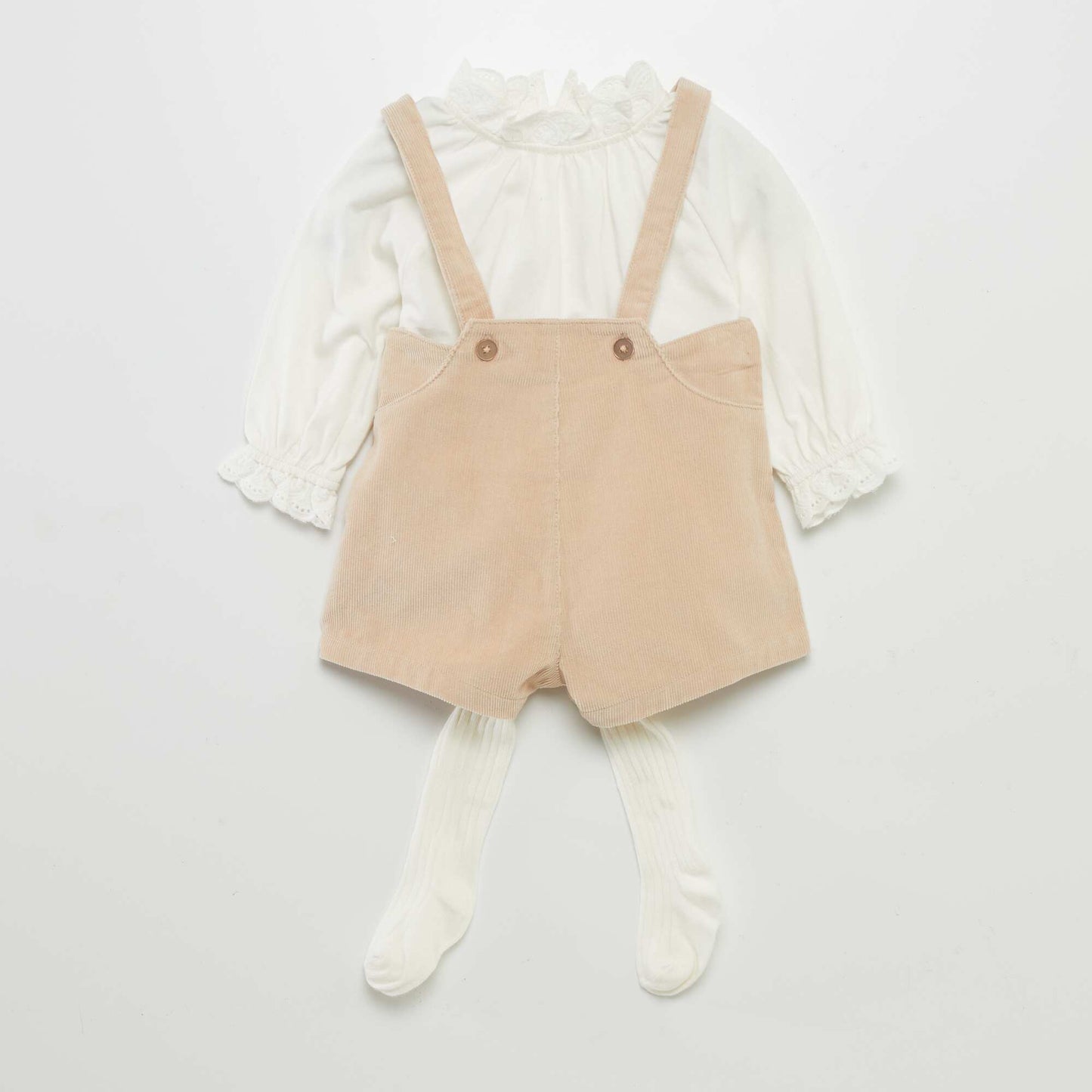 T-shirt  dungarees and tights set - 3-piece set BEIGE