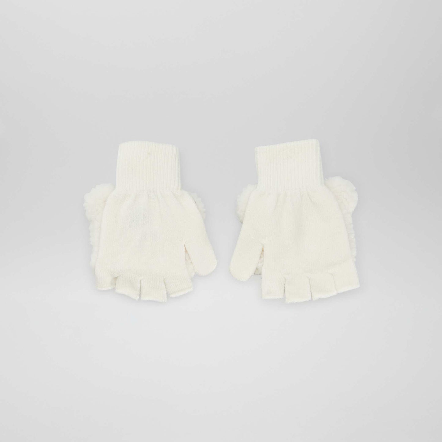 2-in-1 fingerless gloves/mittens BEIGE