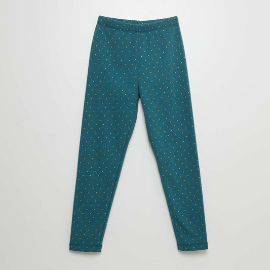 Patterned sweatshirt fabric leggings GREEN