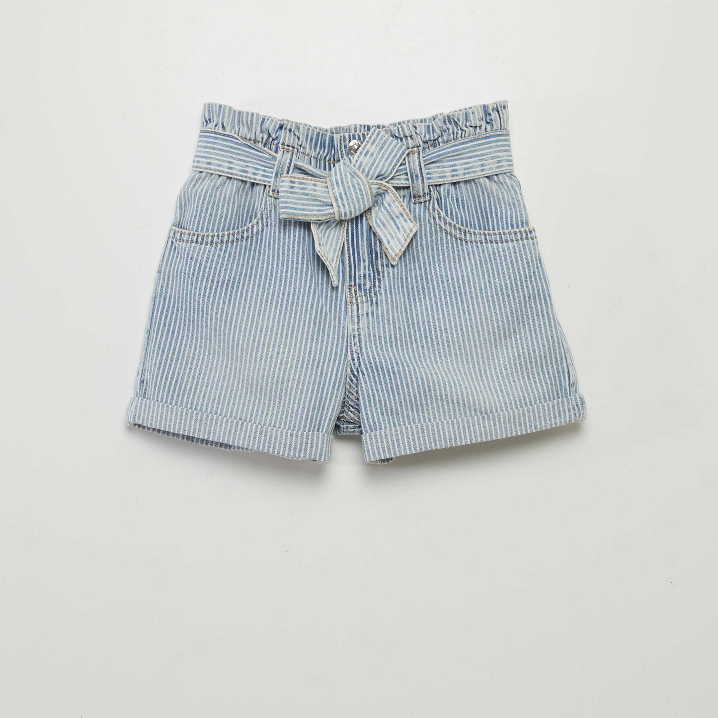 Striped denim shorts BLUE