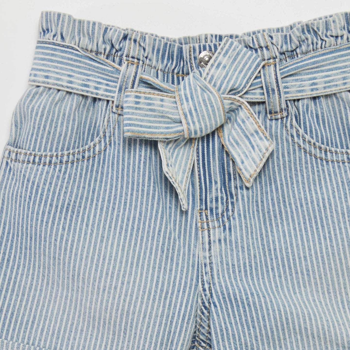 Striped denim shorts BLUE