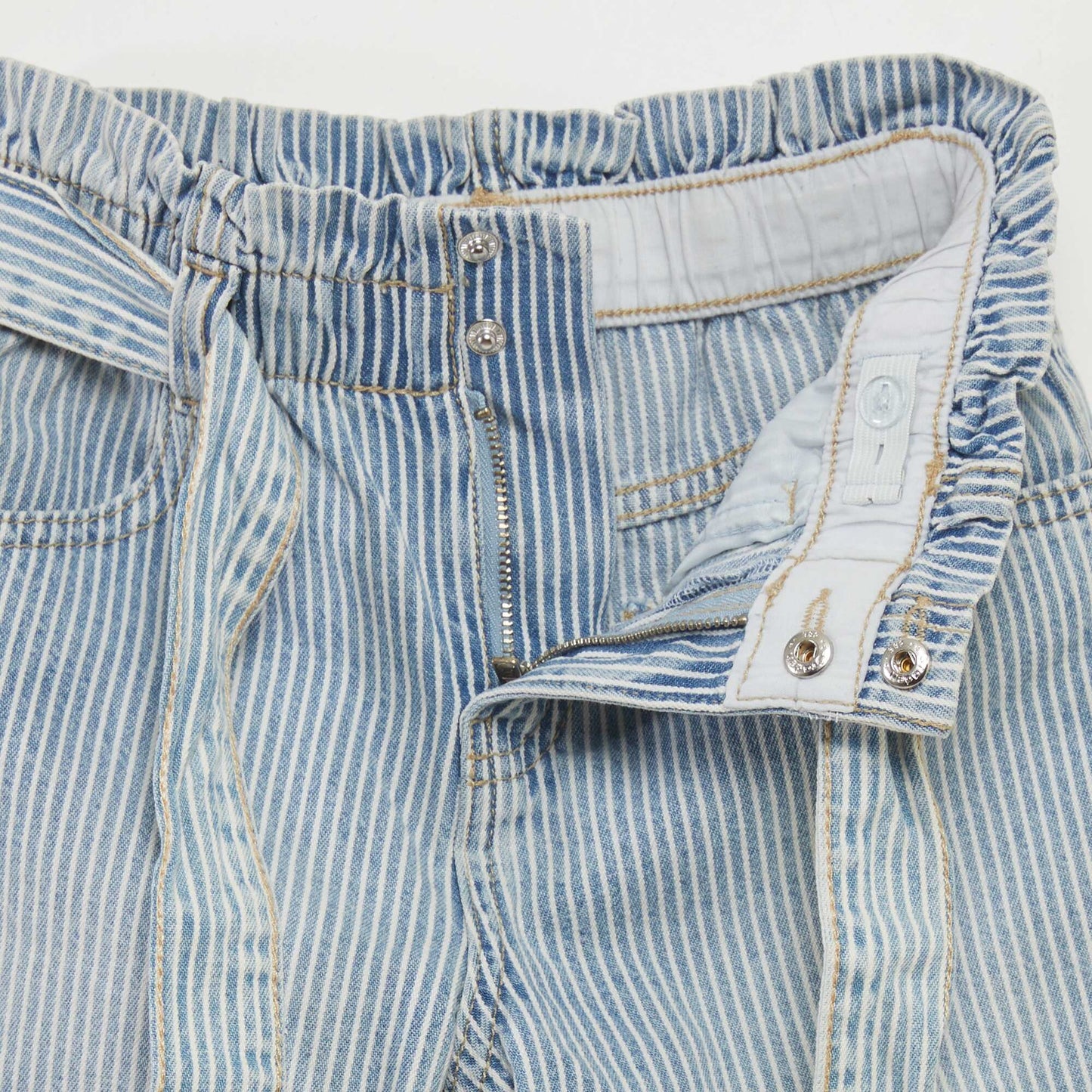 Striped denim shorts BLUE