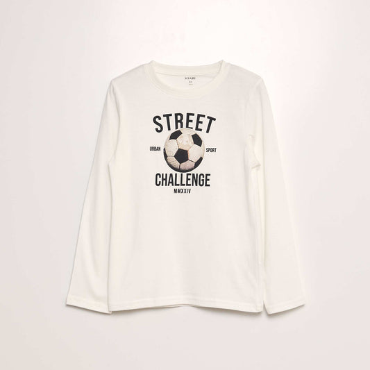 Long-sleeved printed T-shirt WHITE