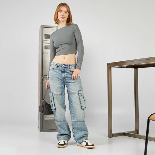 Straight-leg jeans with side pockets BLUE