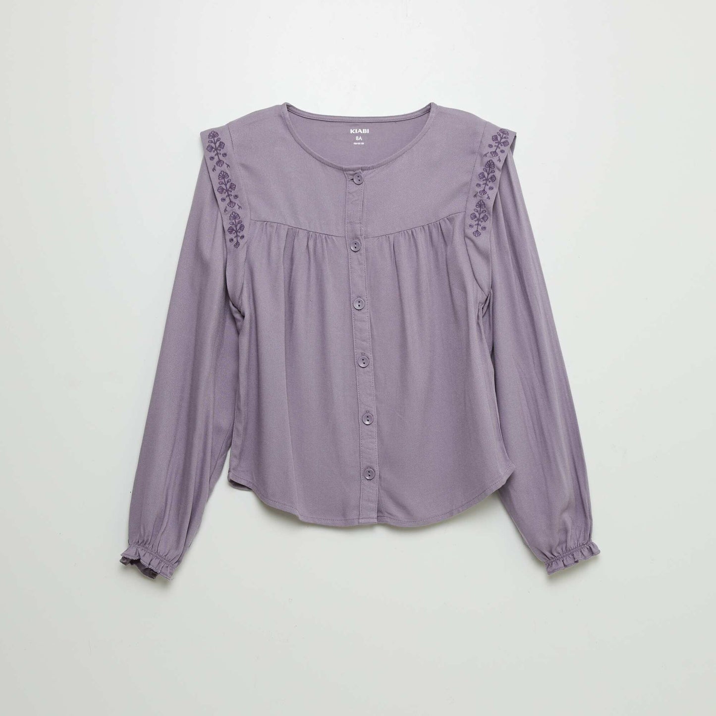 Blouse with ruffles around the shoulders PURPLE