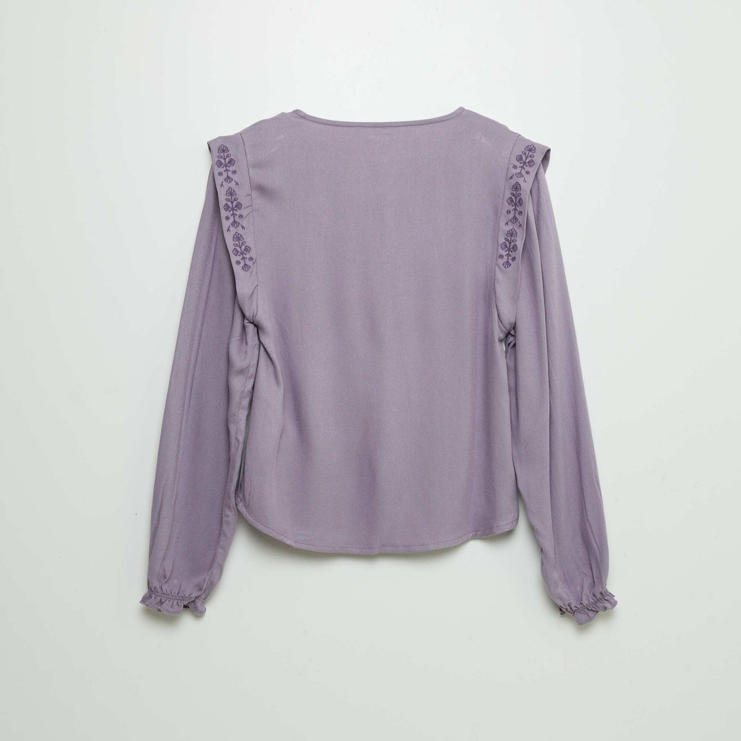 Blouse with ruffles around the shoulders PURPLE