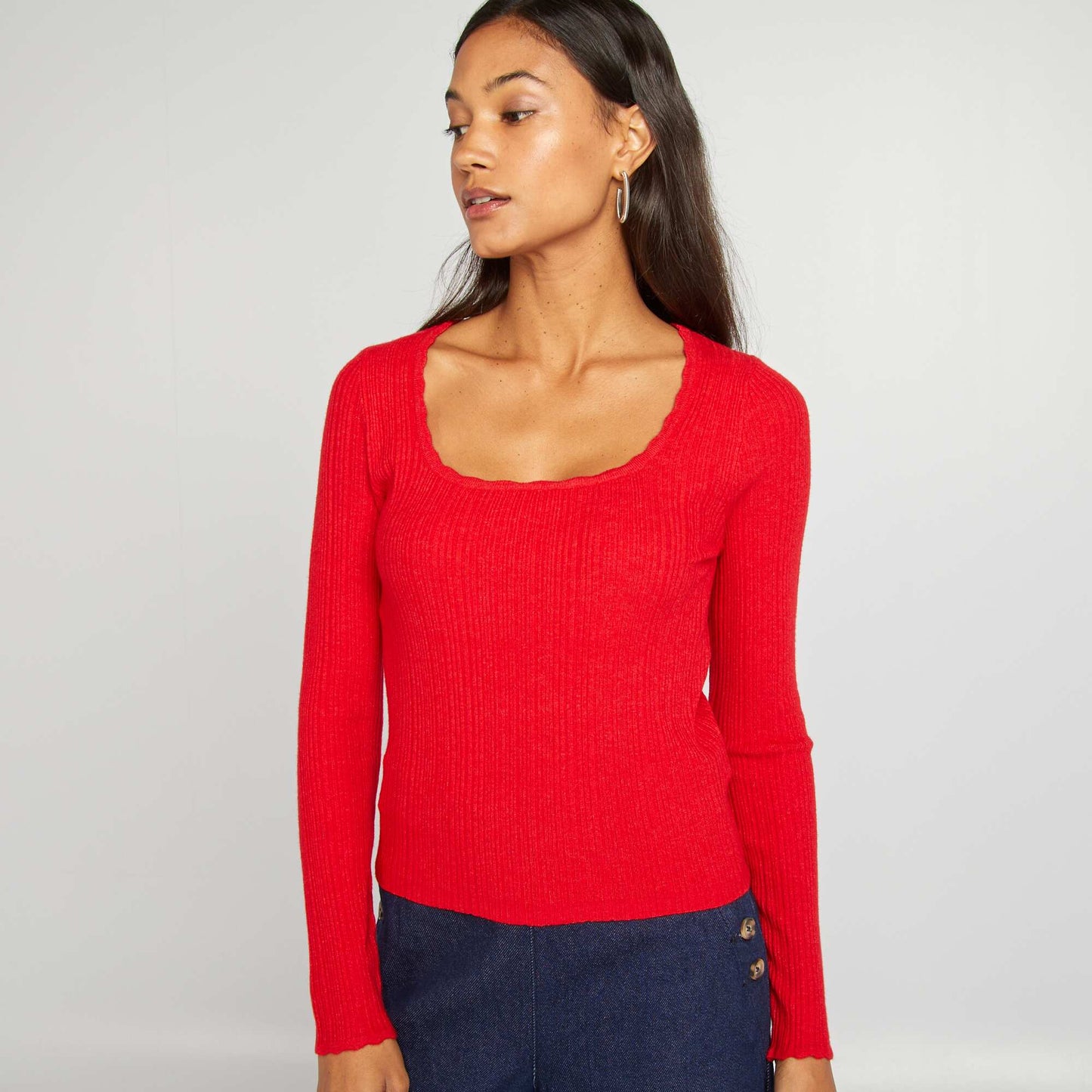 Ribbed knit sweater RED