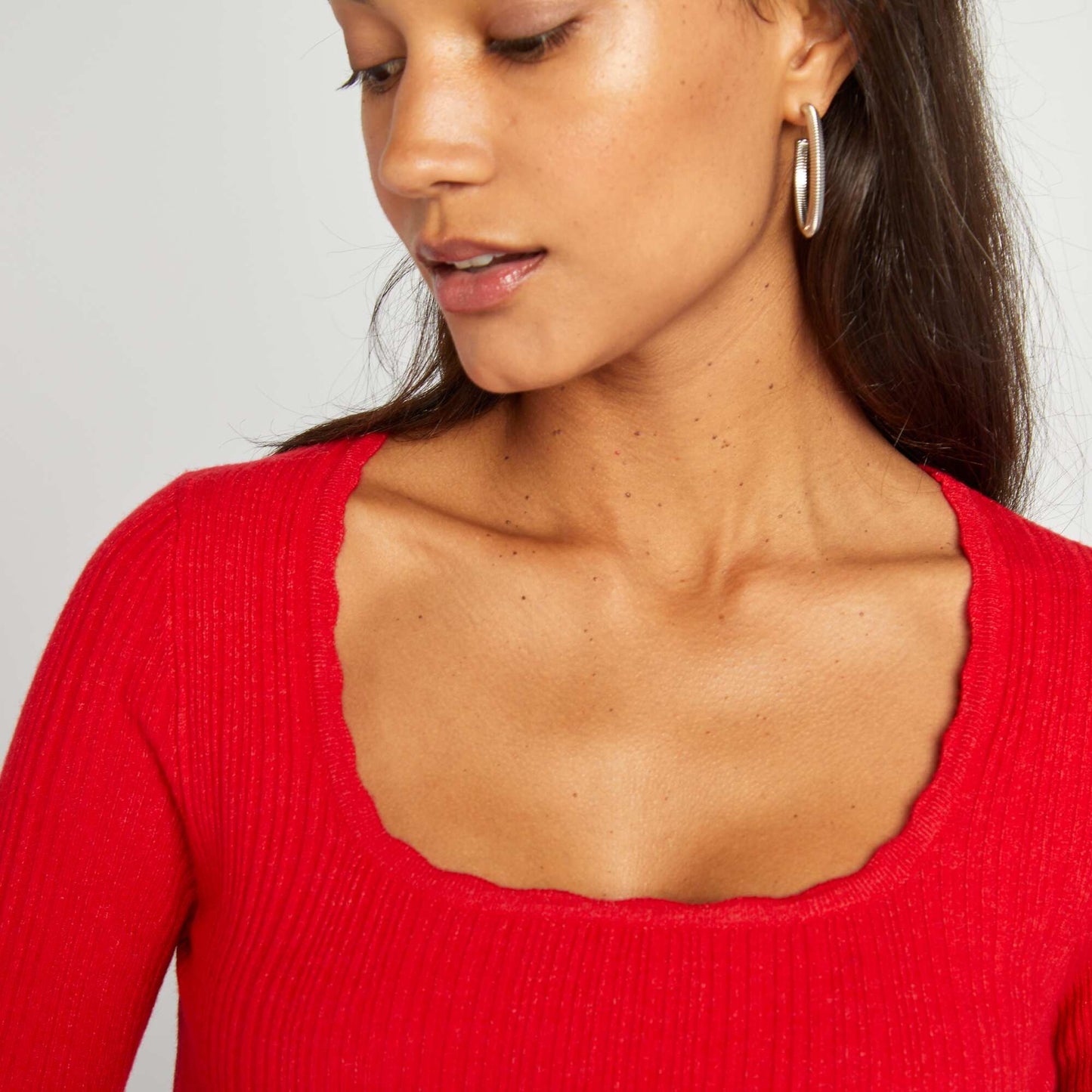 Ribbed knit sweater RED