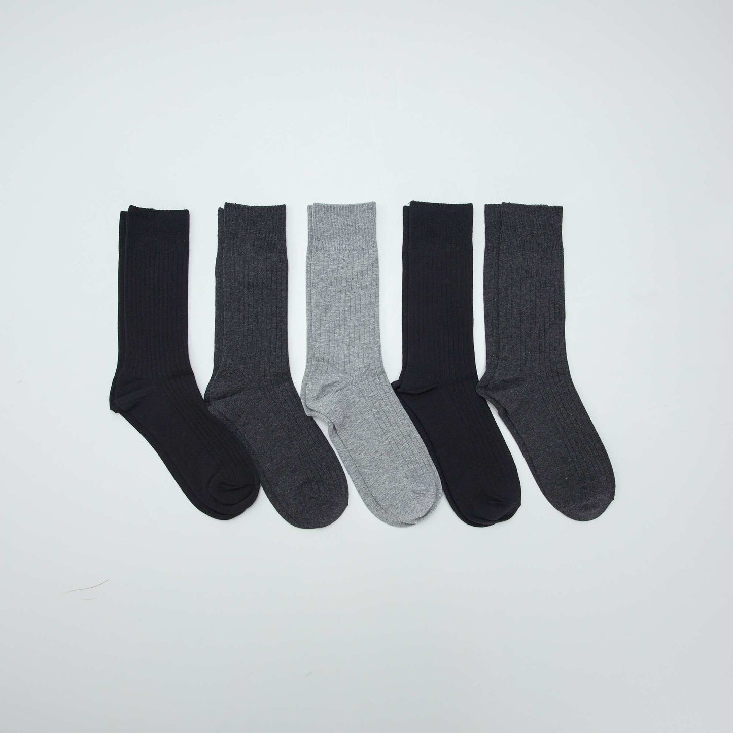 Pack of 5 pairs of ribbed socks BLACK