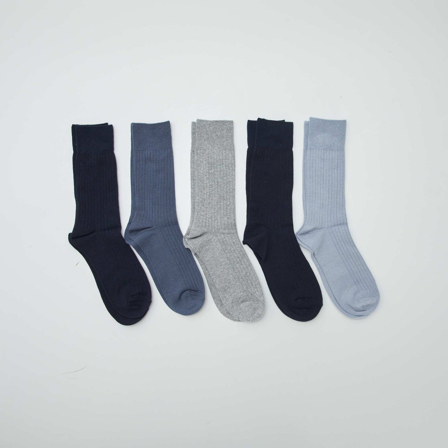 Pack of 5 pairs of ribbed socks BLUE