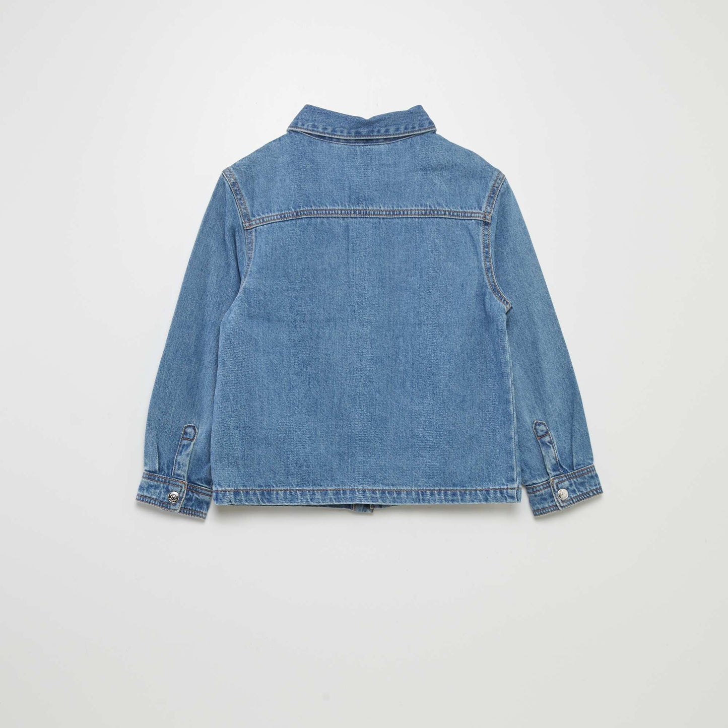 Denim shirt with hooded collar BLUE