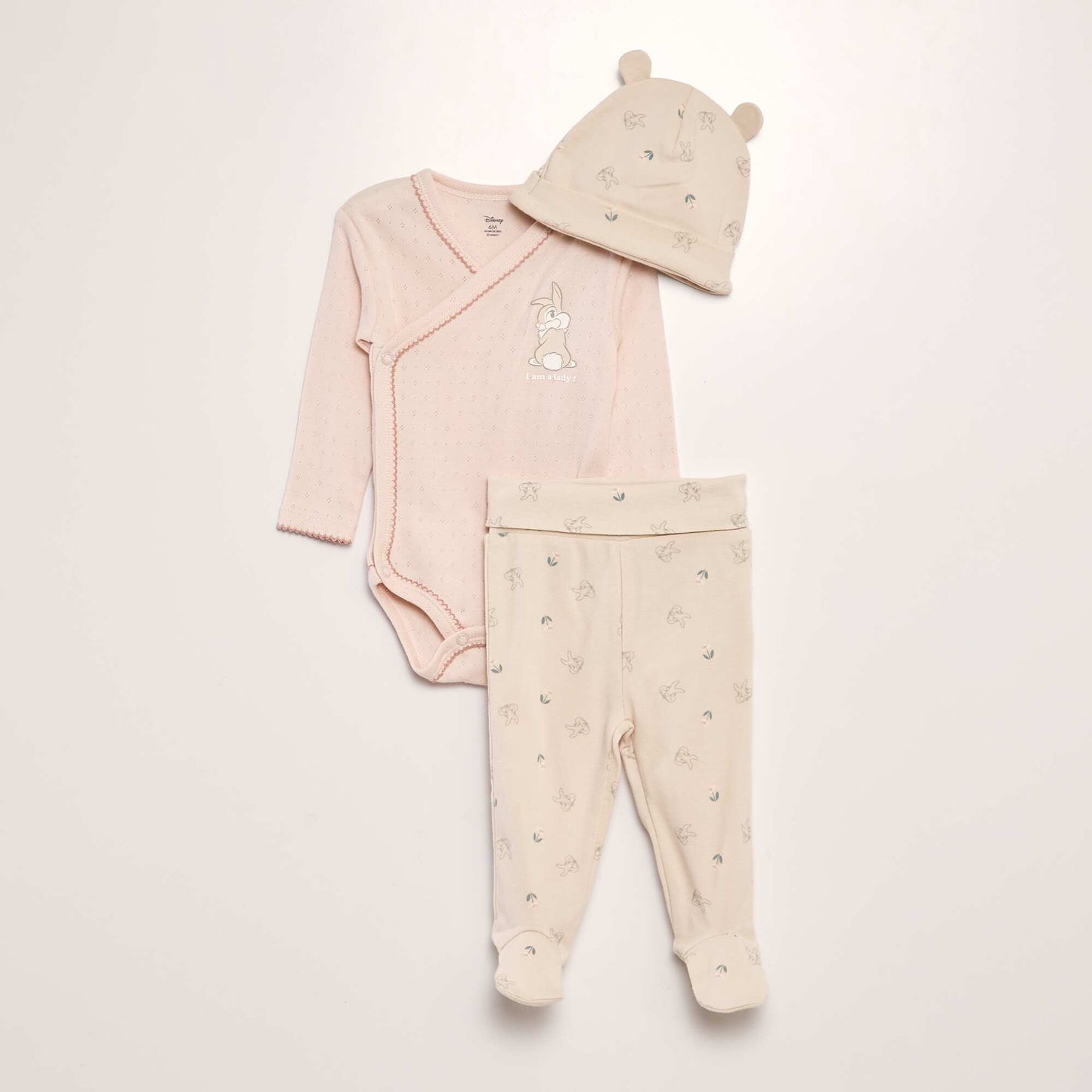 Wrap bodysuit  leggings with feet and hat set - 3-piece set PINK