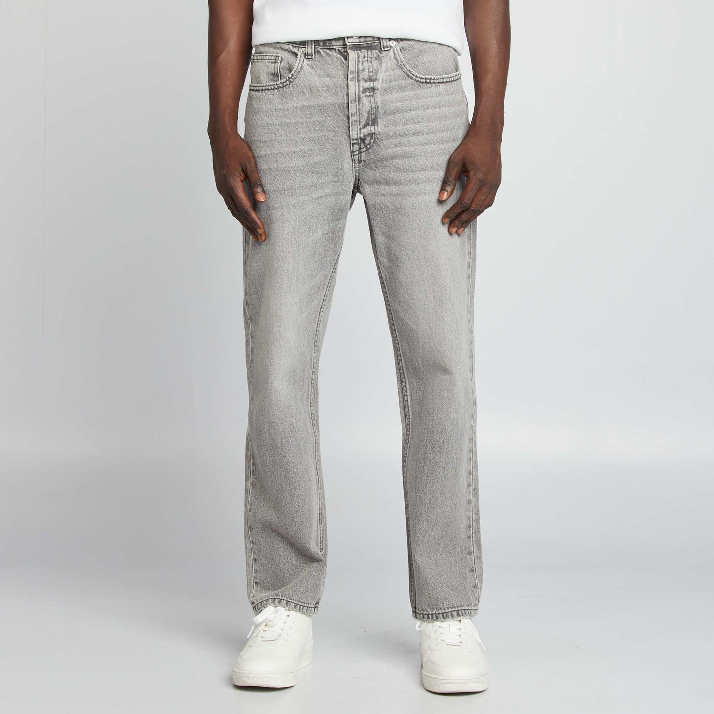 Straight-leg five-pocket denim trousers GREY